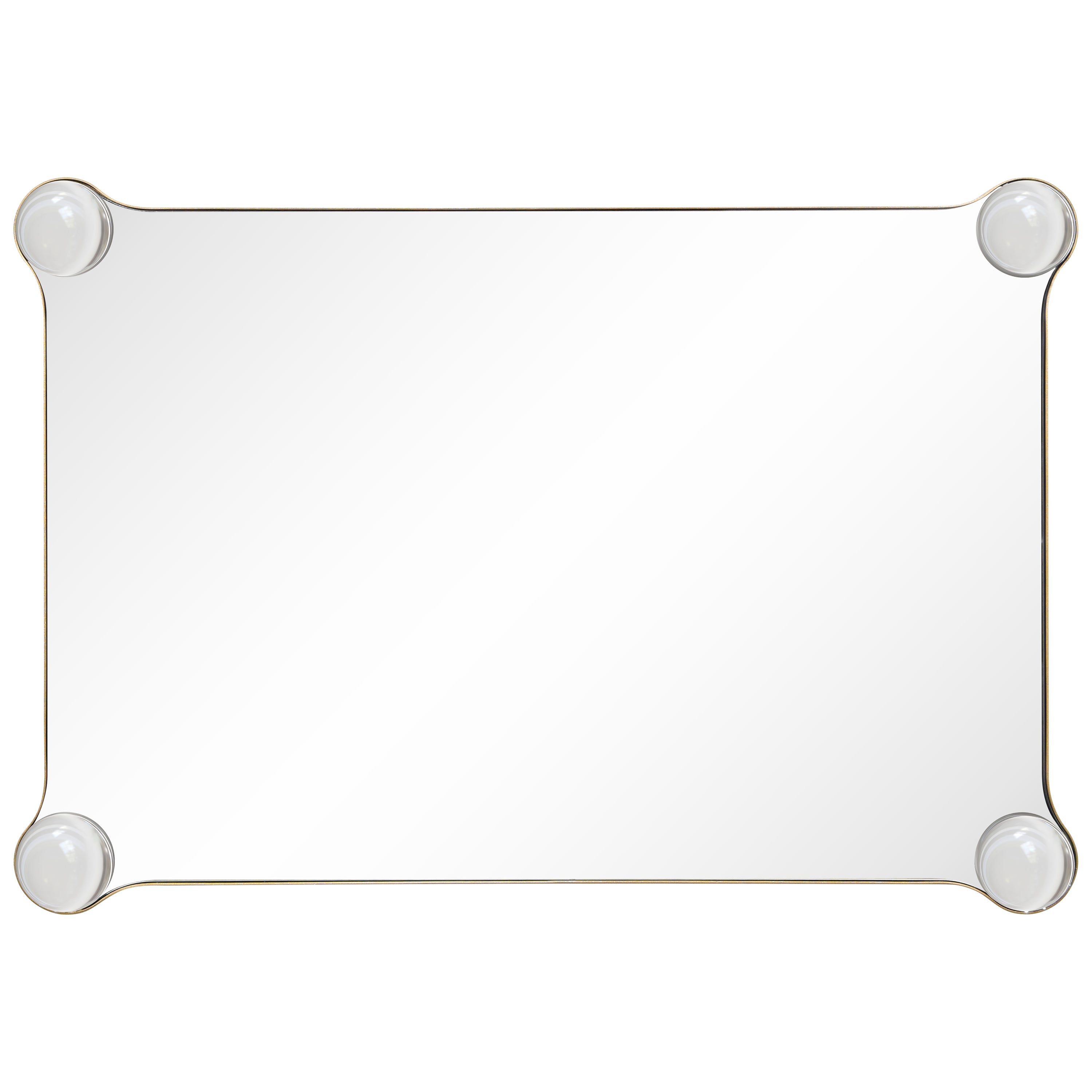 "Elegance Rectangular Wall Mirror", 27"x39" Featuring 3" Half Sphere Corner Glass Embellishment, on Gold Iron Frame