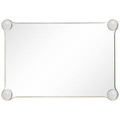 "Elegance Rectangular Wall Mirror", 27"x39" Featuring 3" Half Sphere Corner Glass Embellishment, on Gold Iron Frame