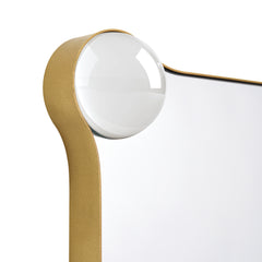 "Elegance Rectangular Wall Mirror", 27"x39" Featuring 3" Half Sphere Corner Glass Embellishment, on Gold Iron Frame