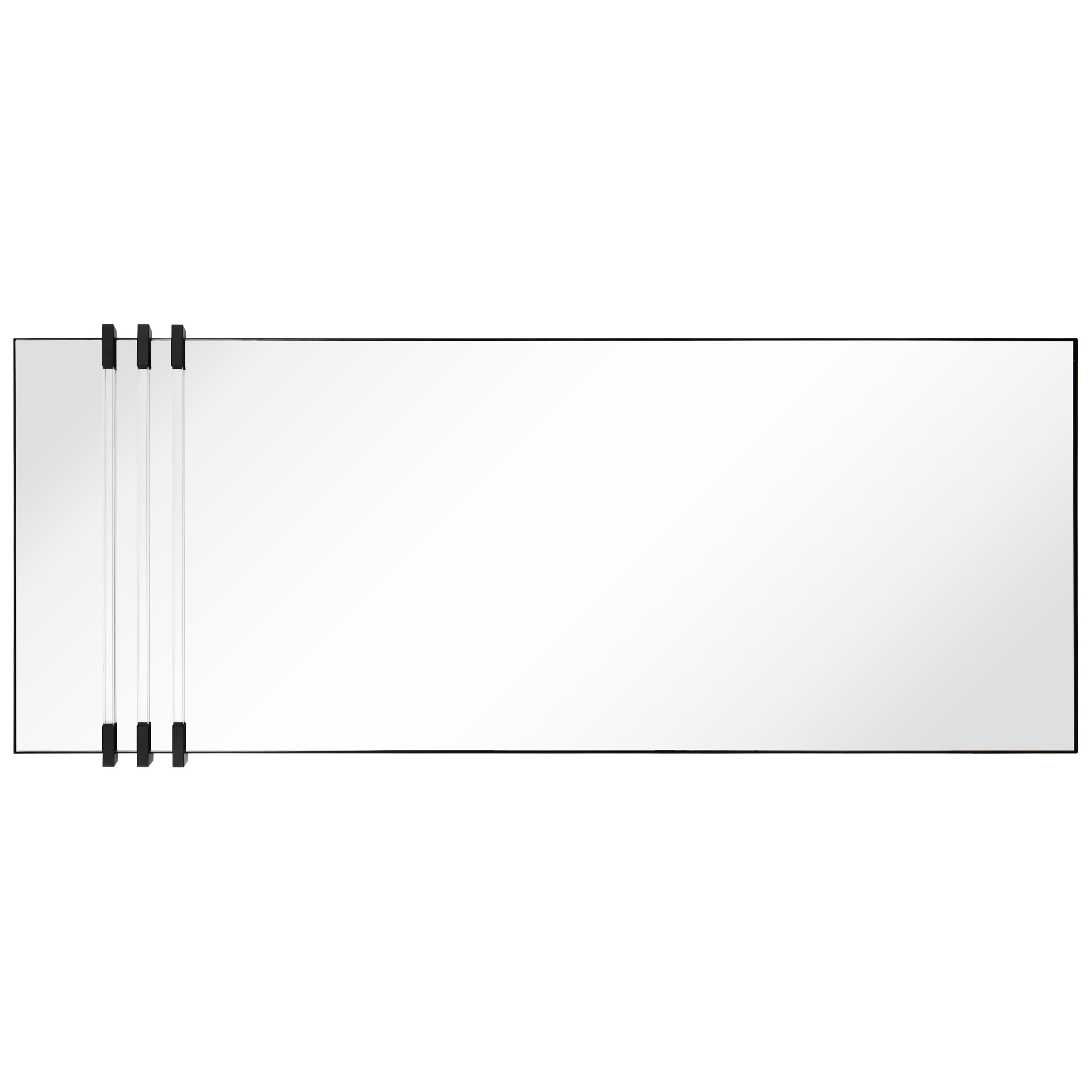 "Acrylic Accent Rectangular Wall Mirror",30"x72" Mirror Featuring Three Clear Acrylic Accent Rails, on a Black Iron Frame