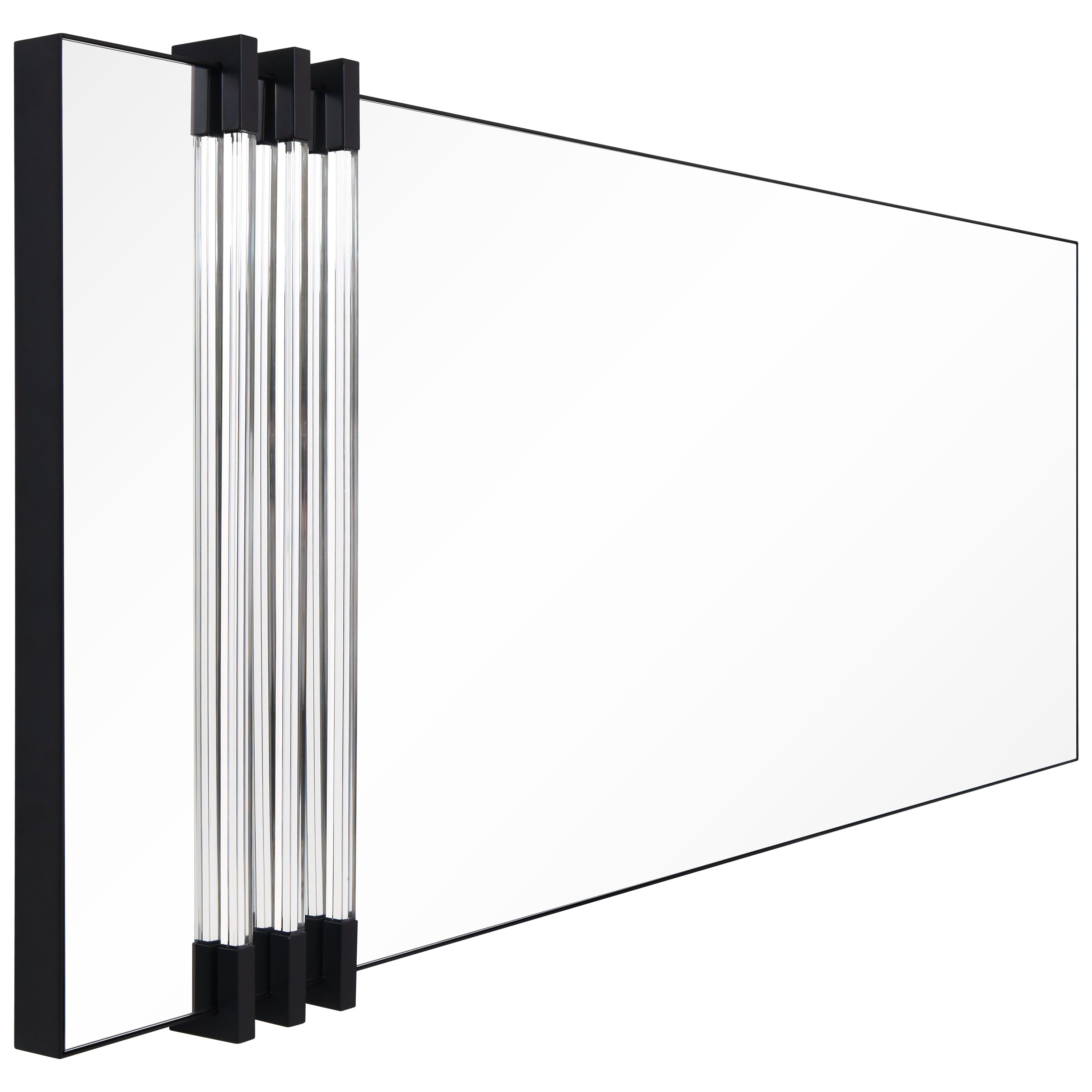 "Acrylic Accent Rectangular Wall Mirror",30"x72" Mirror Featuring Three Clear Acrylic Accent Rails, on a Black Iron Frame