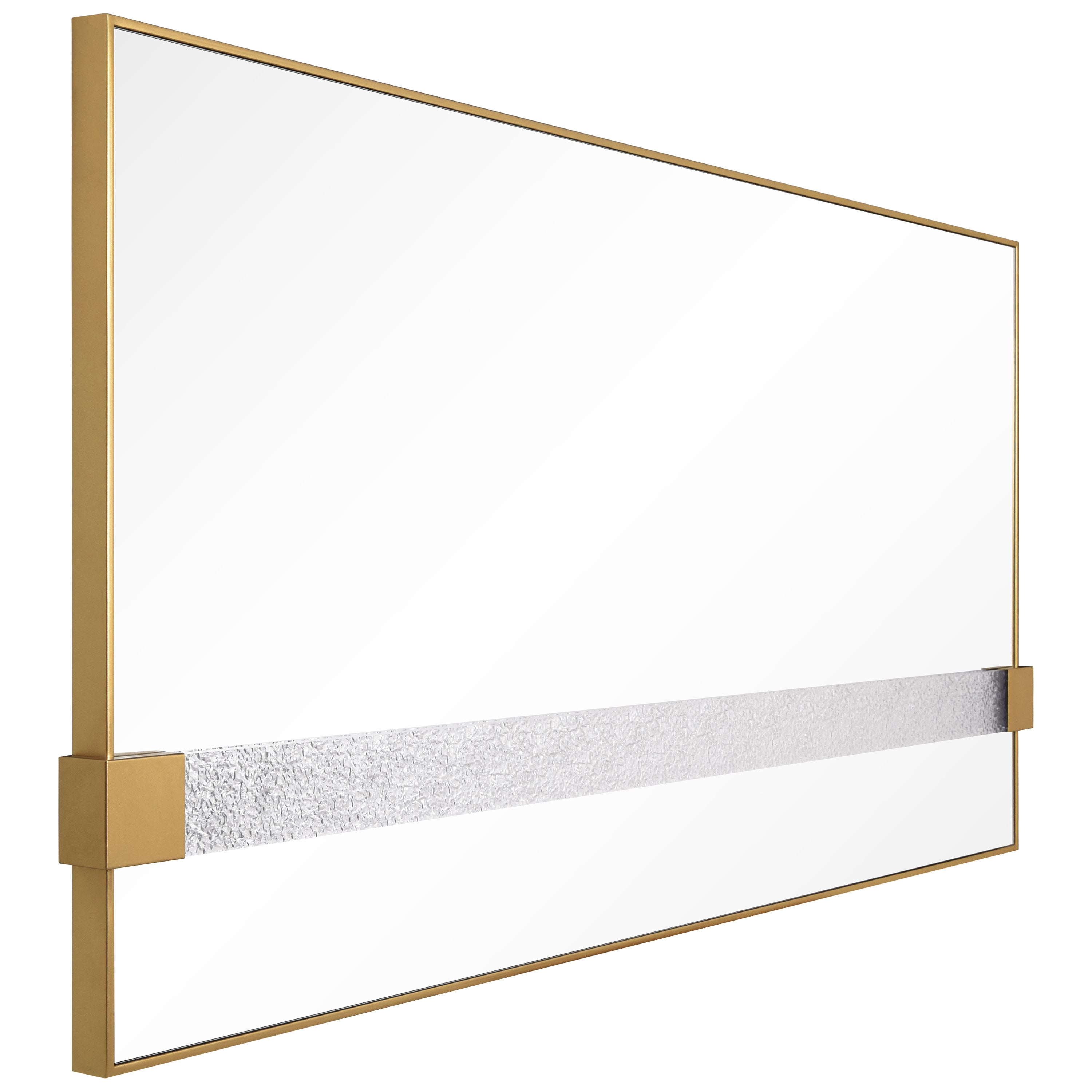 "Gleaming Horizon Wall Mirror" 40"x80" with Textured Acrylic Embellished, on Gold Iron Frame