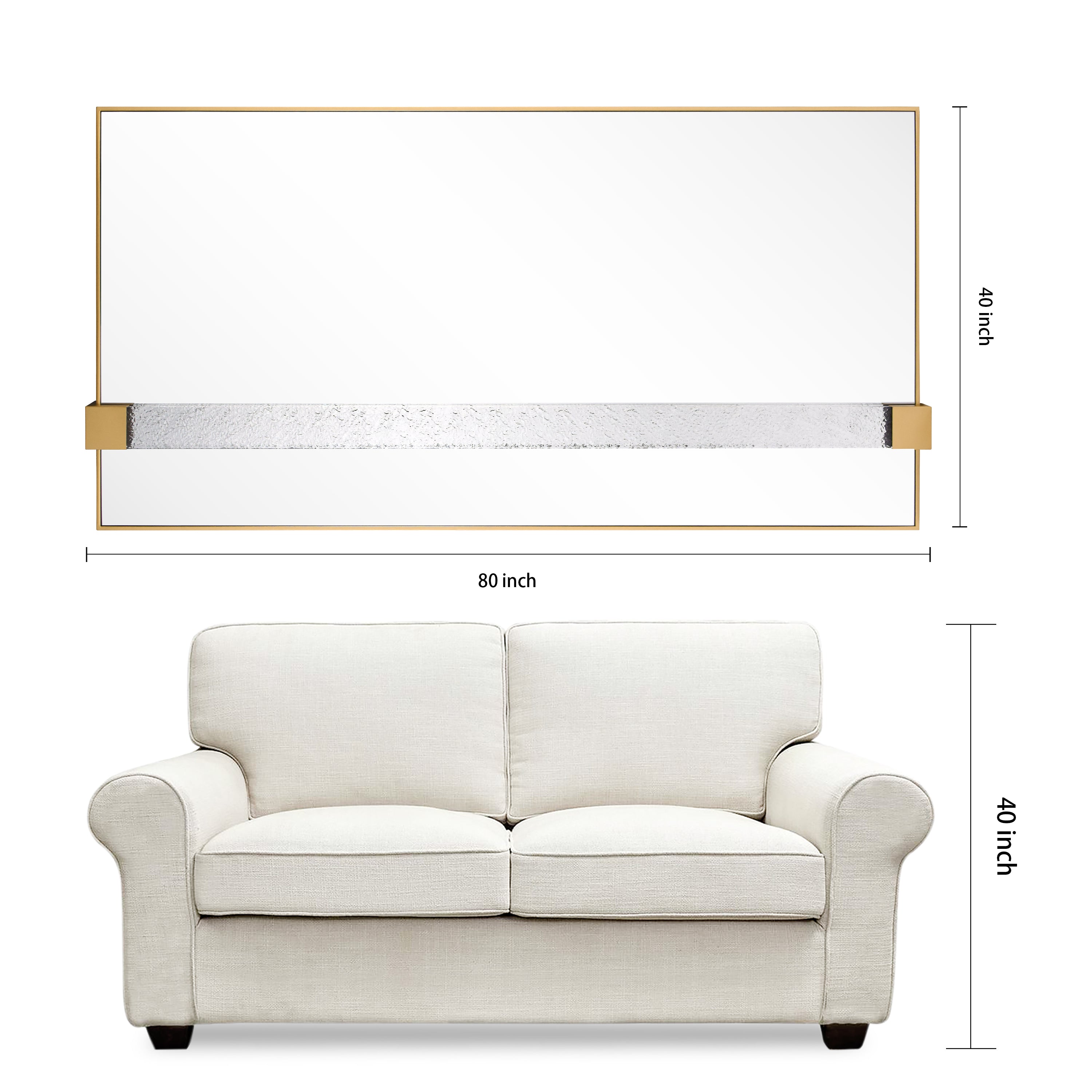 "Gleaming Horizon Wall Mirror" 40"x80" with Textured Acrylic Embellished, on Gold Iron Frame