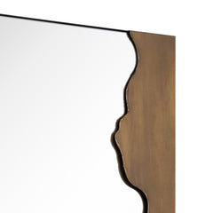 "Antique Gold Edge Tear Rectangular Wall Mirror",24"x36" Mirror Featuring a Brushed Antique Gold Iron Frame with Unique Edge Tear Design Accent