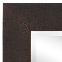 Bronze on Black Metallic Shagreen Leather Framed Beveled Mirror - While quantities last.