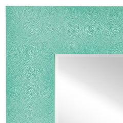 Teal Shagreen Leather Framed Beveled Mirror