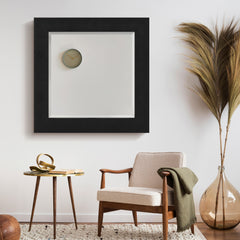 Black on Black Metallic Shagreen Leather Framed Beveled Mirror