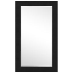 Black on Black Metallic Shagreen Leather Framed Beveled Mirror