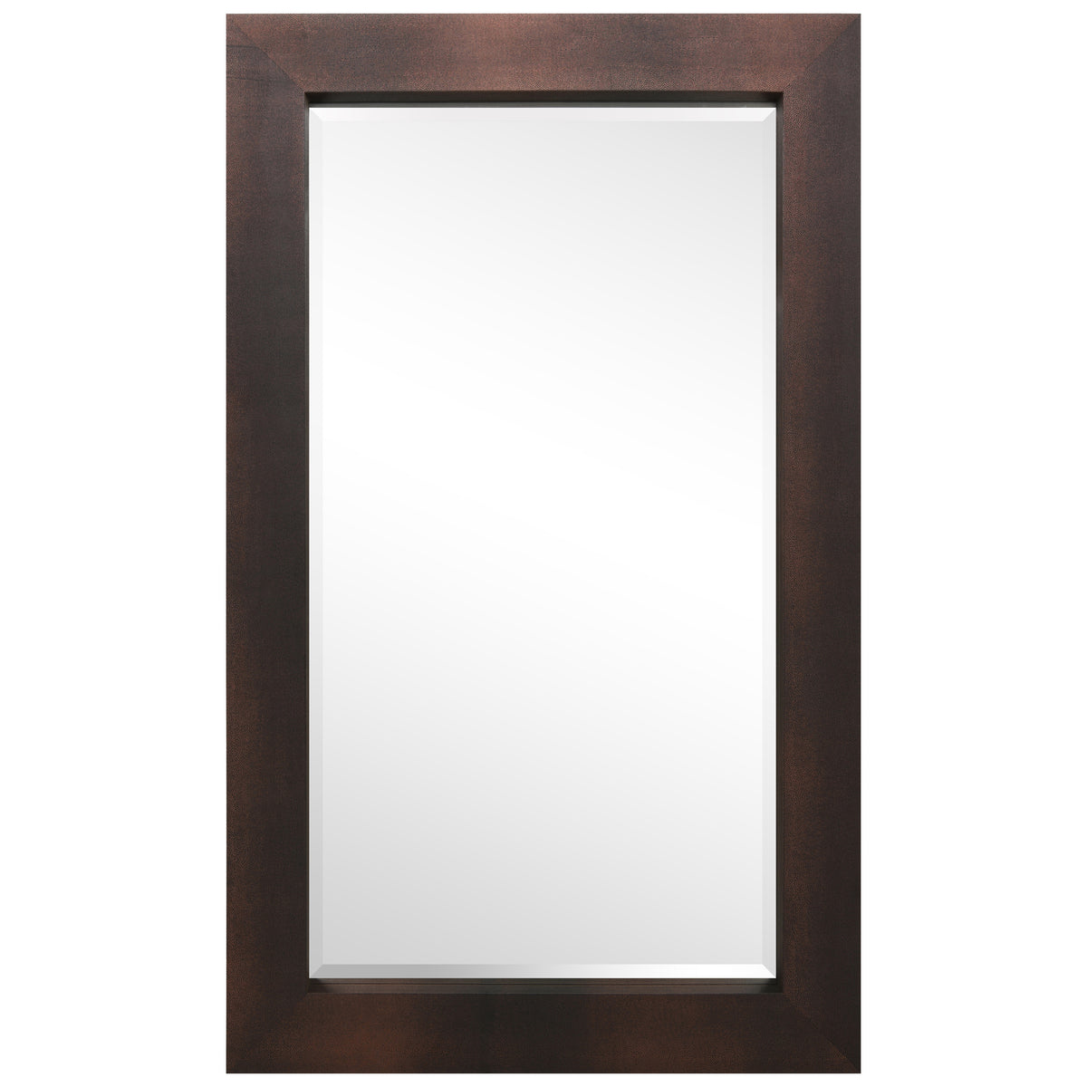 Black on Bronze Metallic Shagreen Leather Framed Beveled Mirror