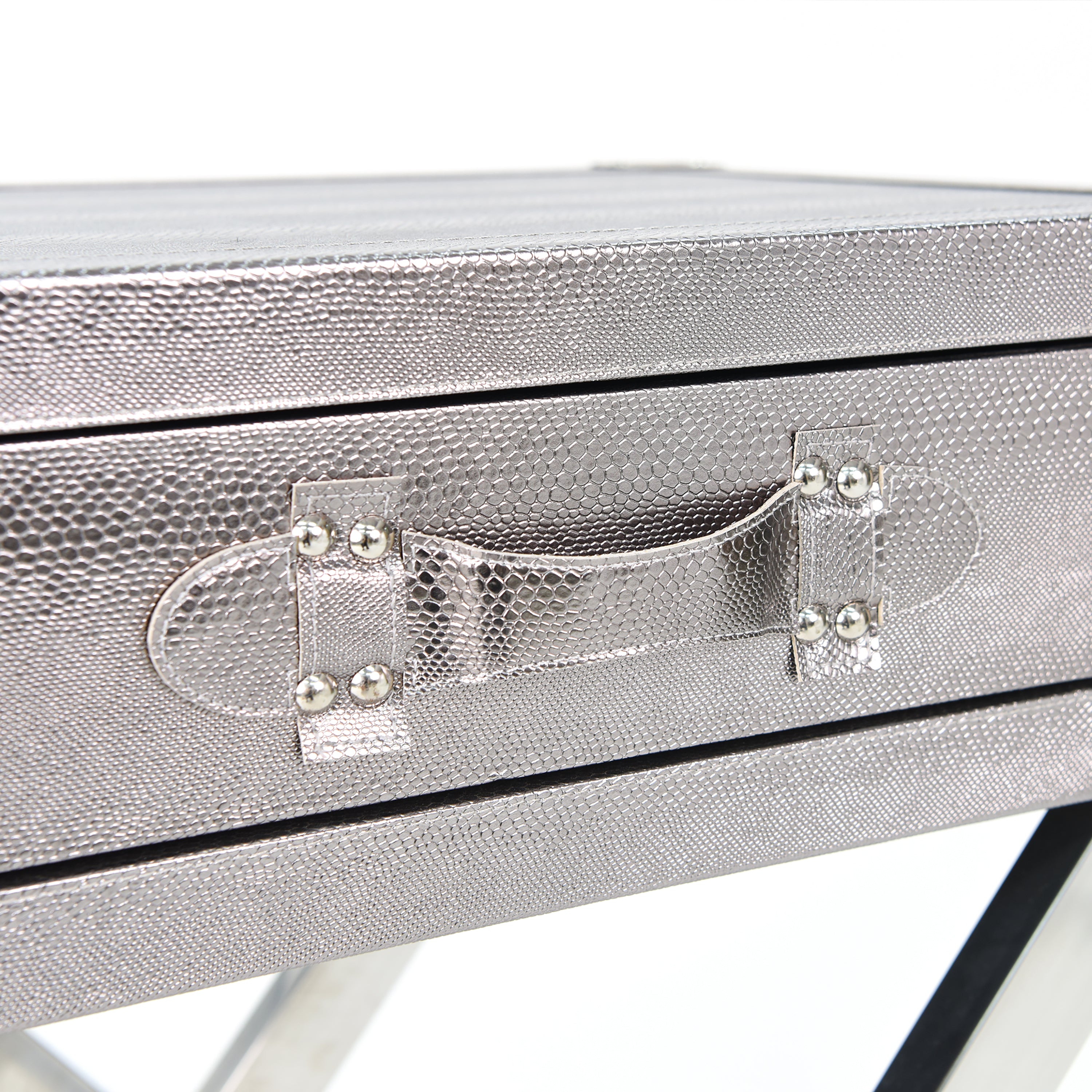 Silver Lizard Leather Side Table - Discontinued, while supplies last