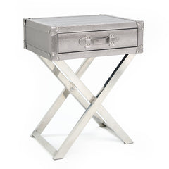 Silver Lizard Leather Side Table - Discontinued, while supplies last