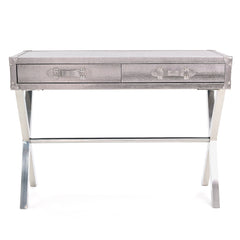 Silver Metallic Lizard Leather Console - Discontinued, while supplies last