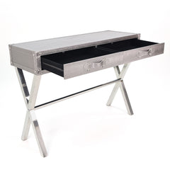 Silver Metallic Lizard Leather Console - Discontinued, while supplies last