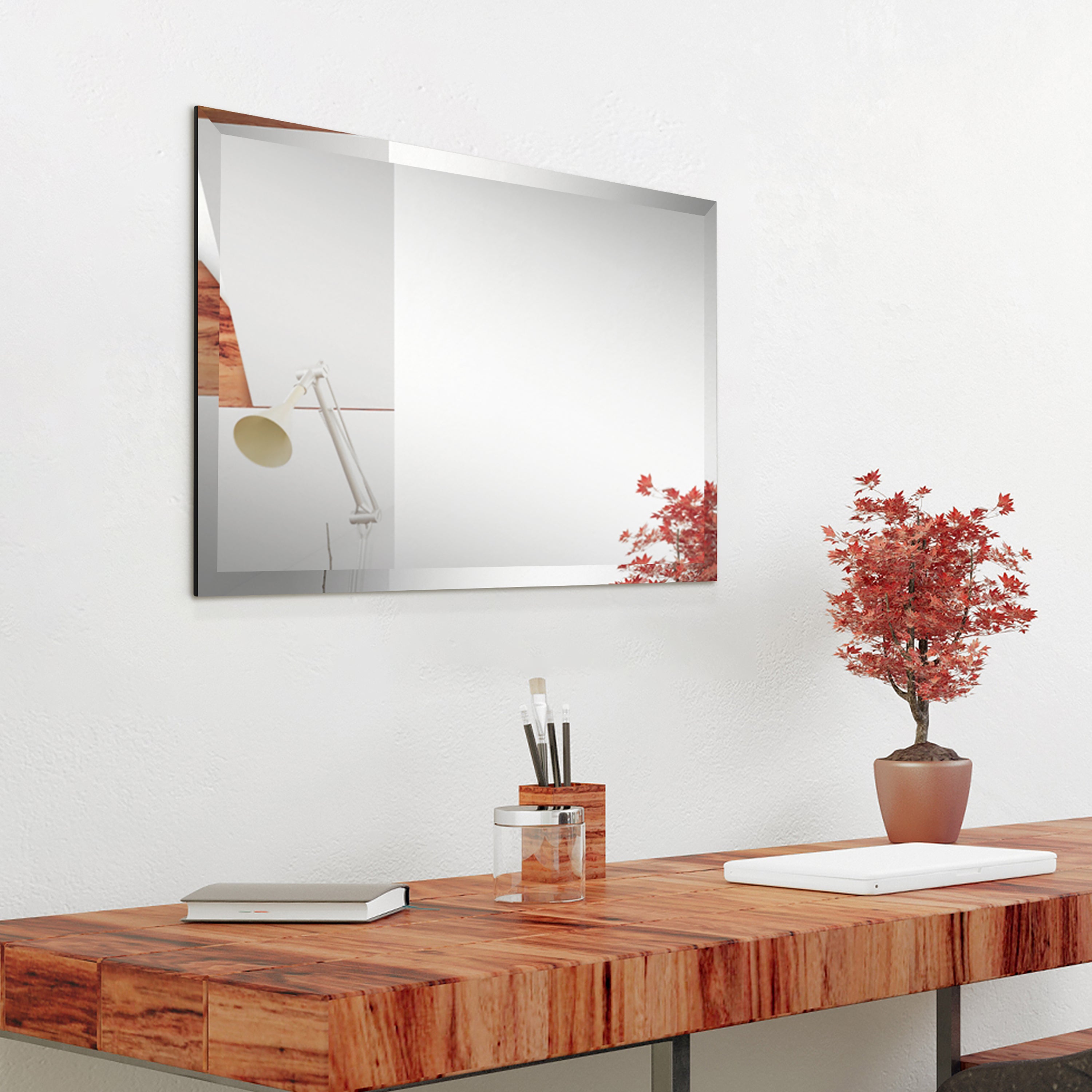 Frameless beveled prism mirror