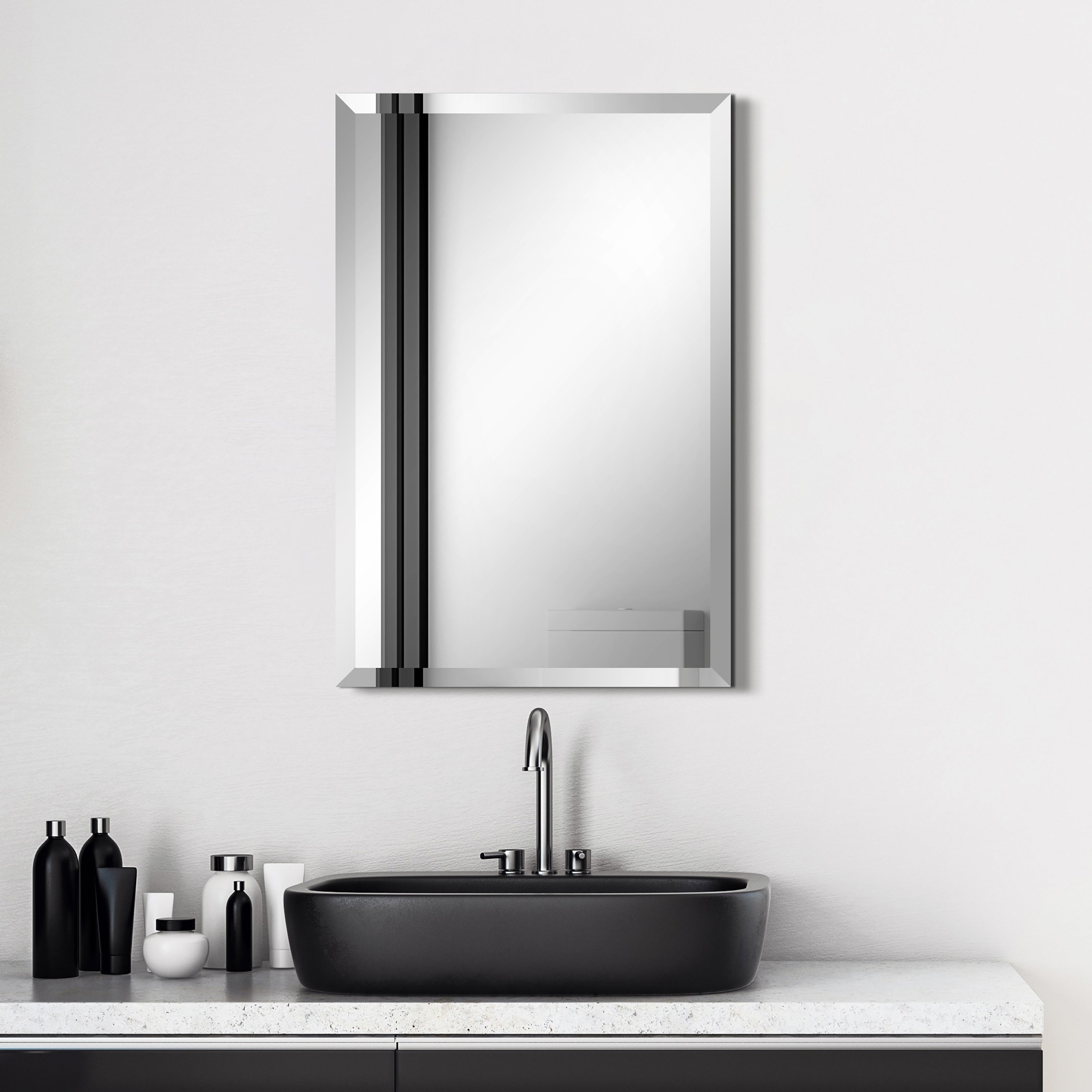 Frameless beveled prism mirror