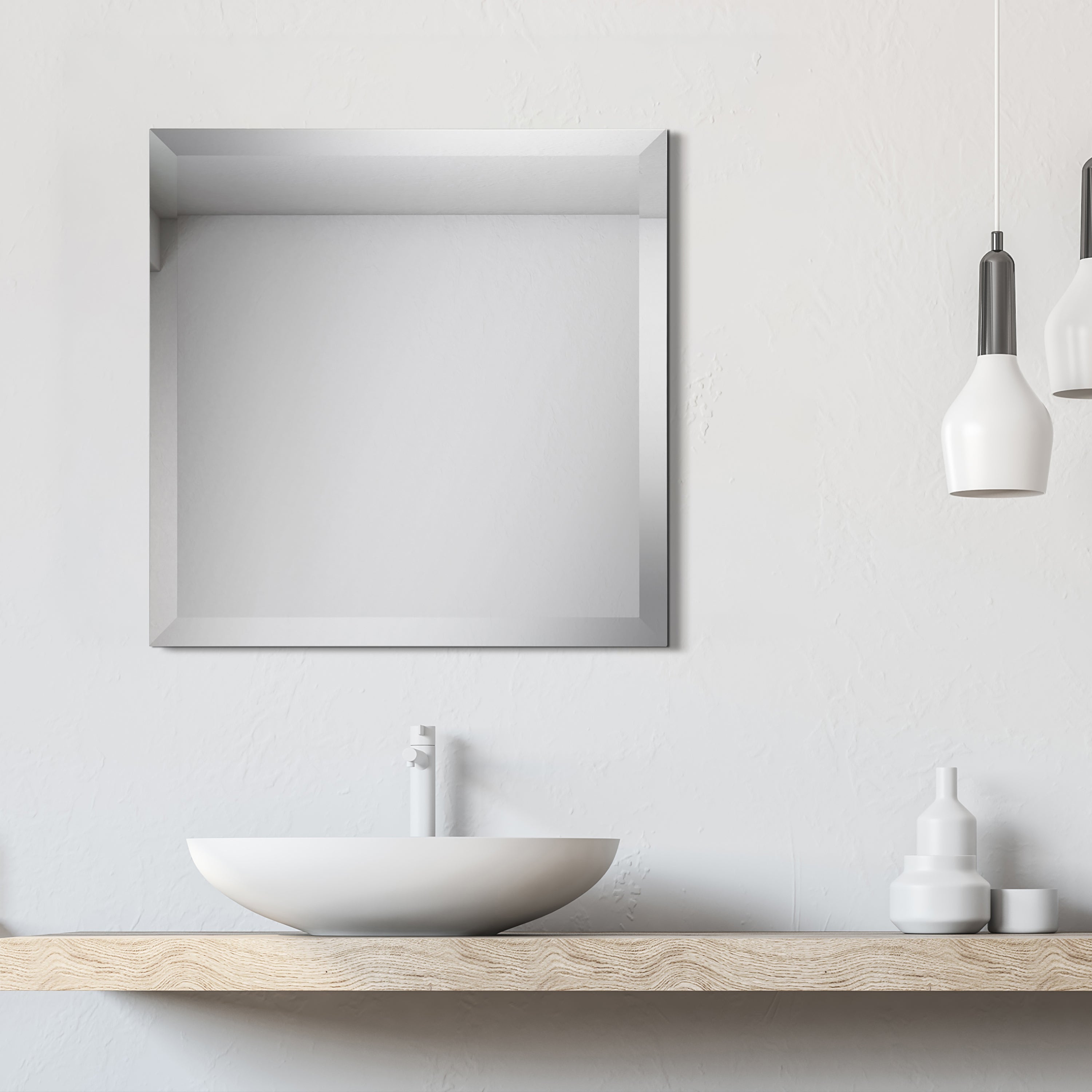 Frameless beveled prism mirror ..