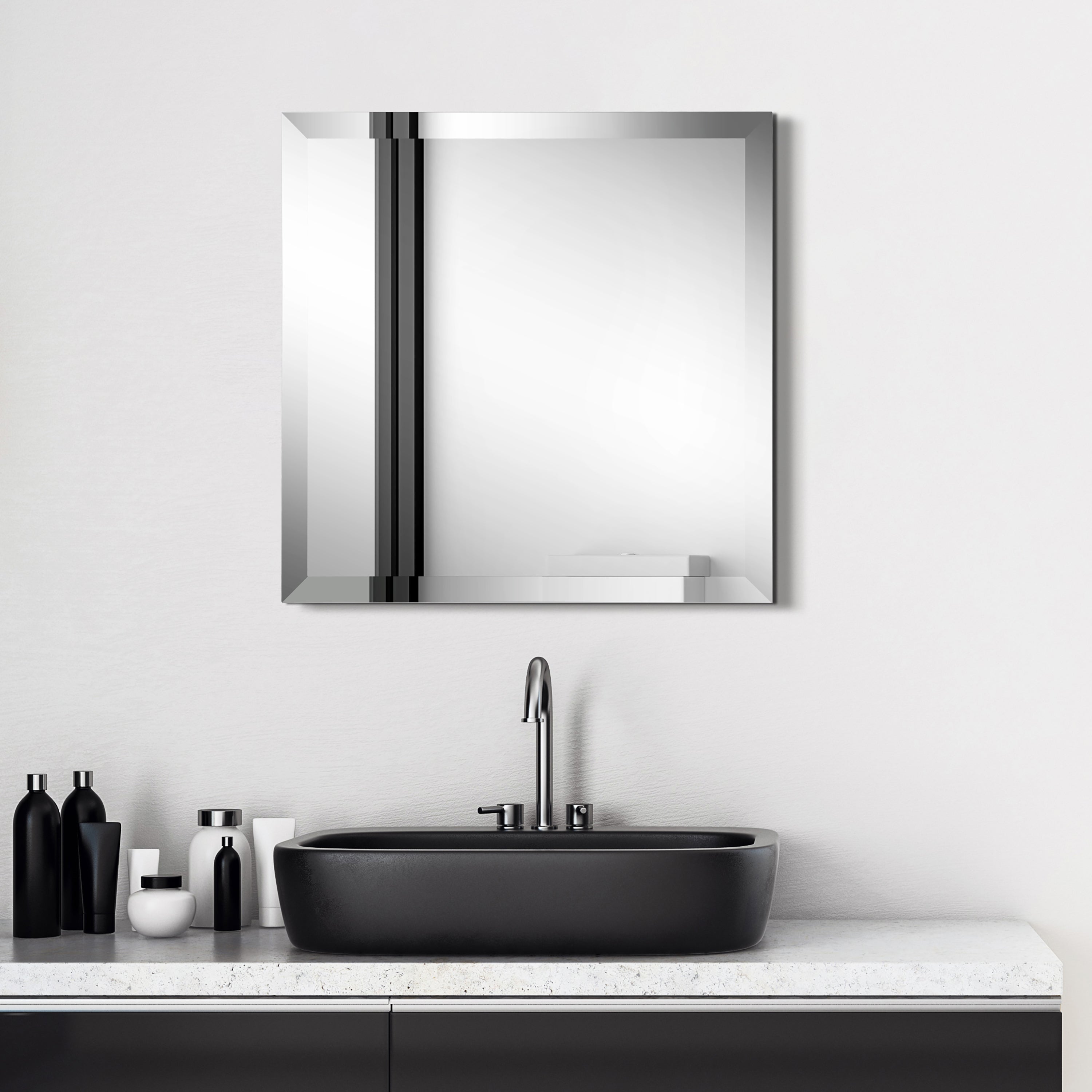 Frameless beveled prism mirror ..