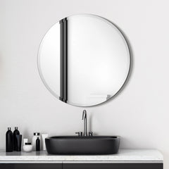 Frameless beveled Round Wall Mirror ..