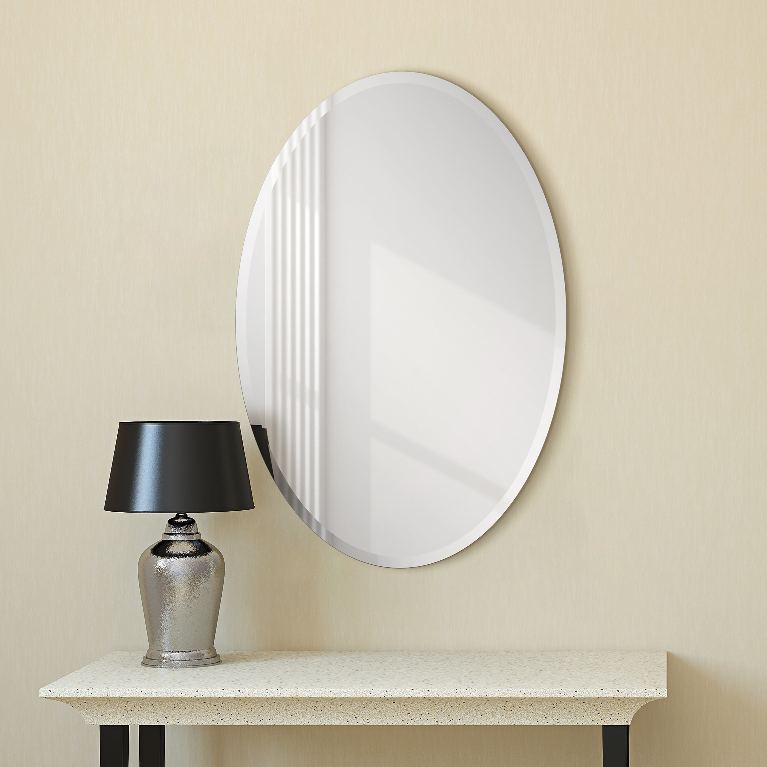 Frameless beveled Oval Wall Mirror