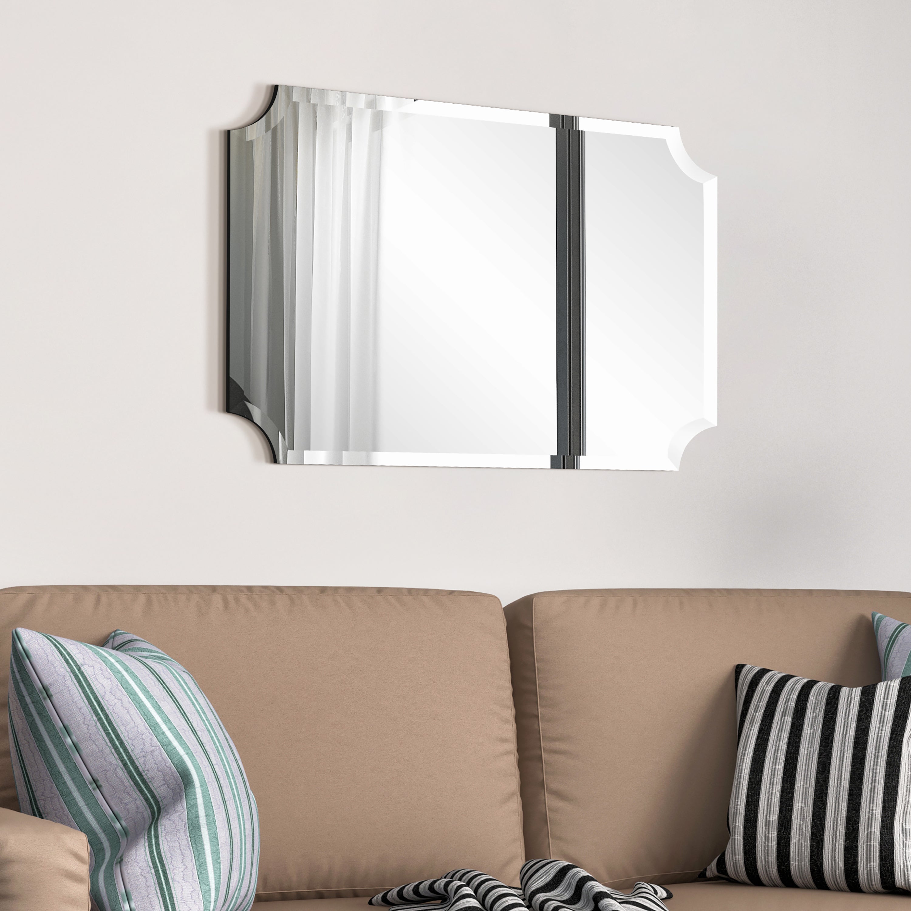 Design Ovation Reign Frameless Rectangle Scalloped Beveled Mirror