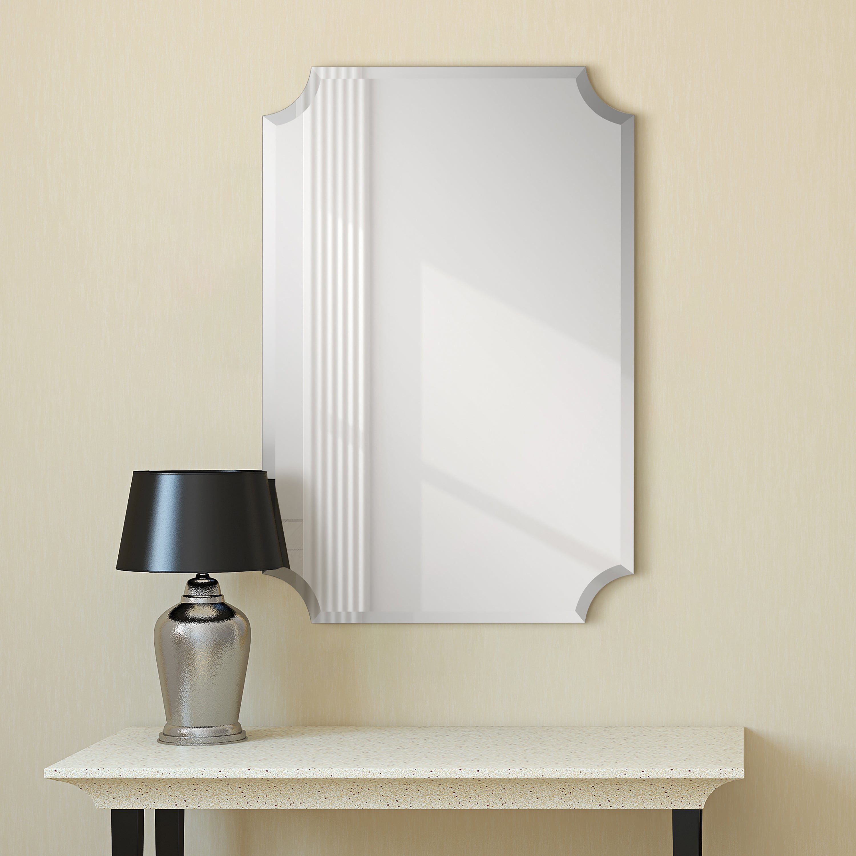 Design Ovation Reign Frameless Rectangle Scalloped Beveled Mirror