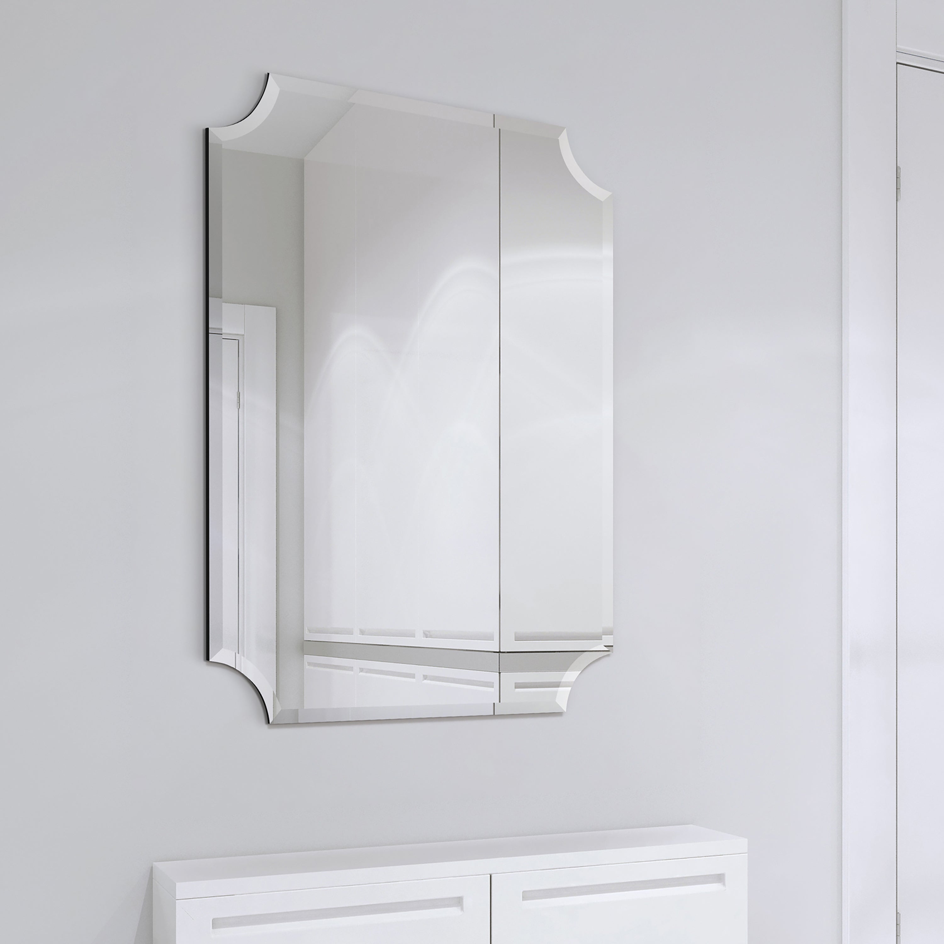 Design Ovation Reign Frameless Rectangle Scalloped Beveled Mirror