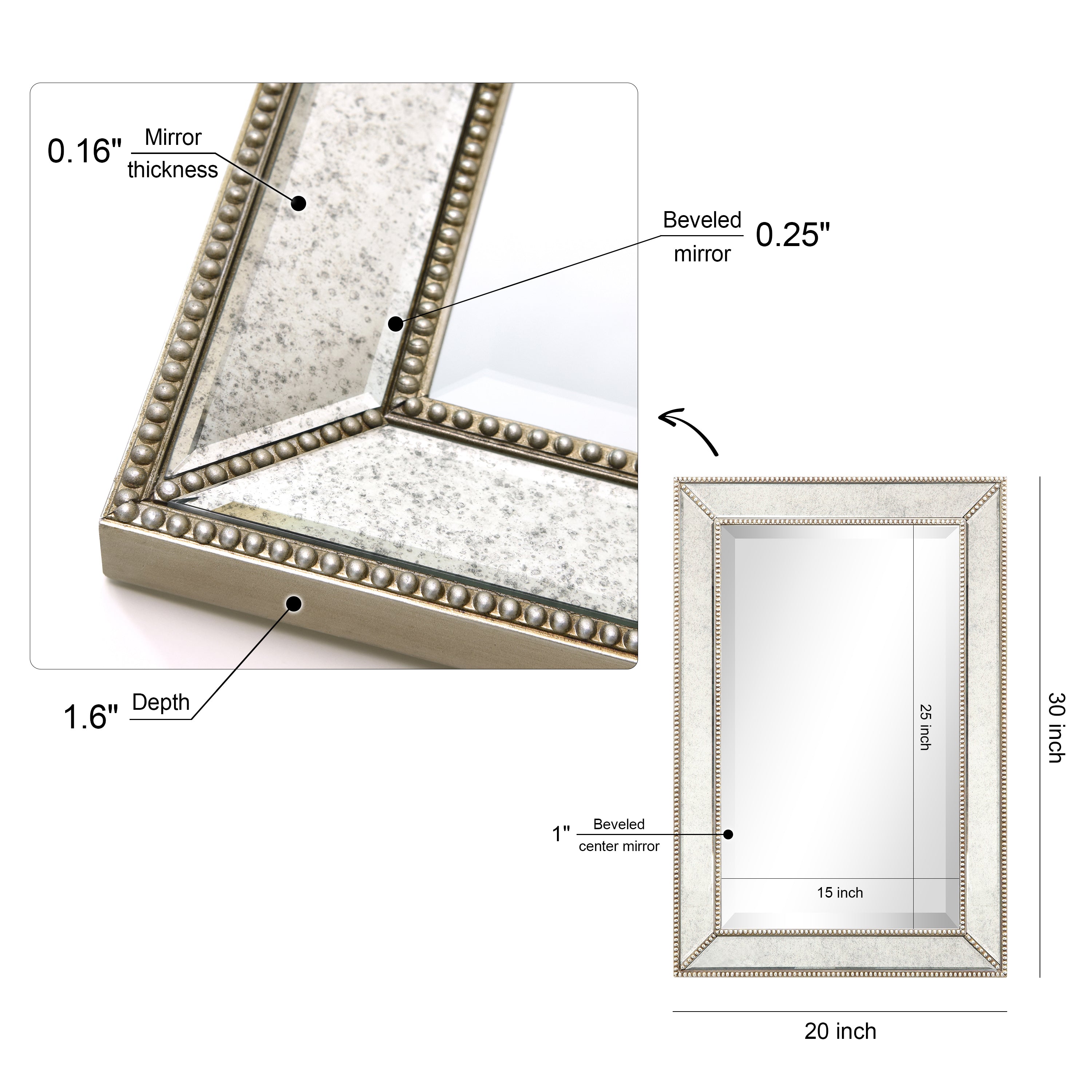 Champagne Bead Beveled Mirror