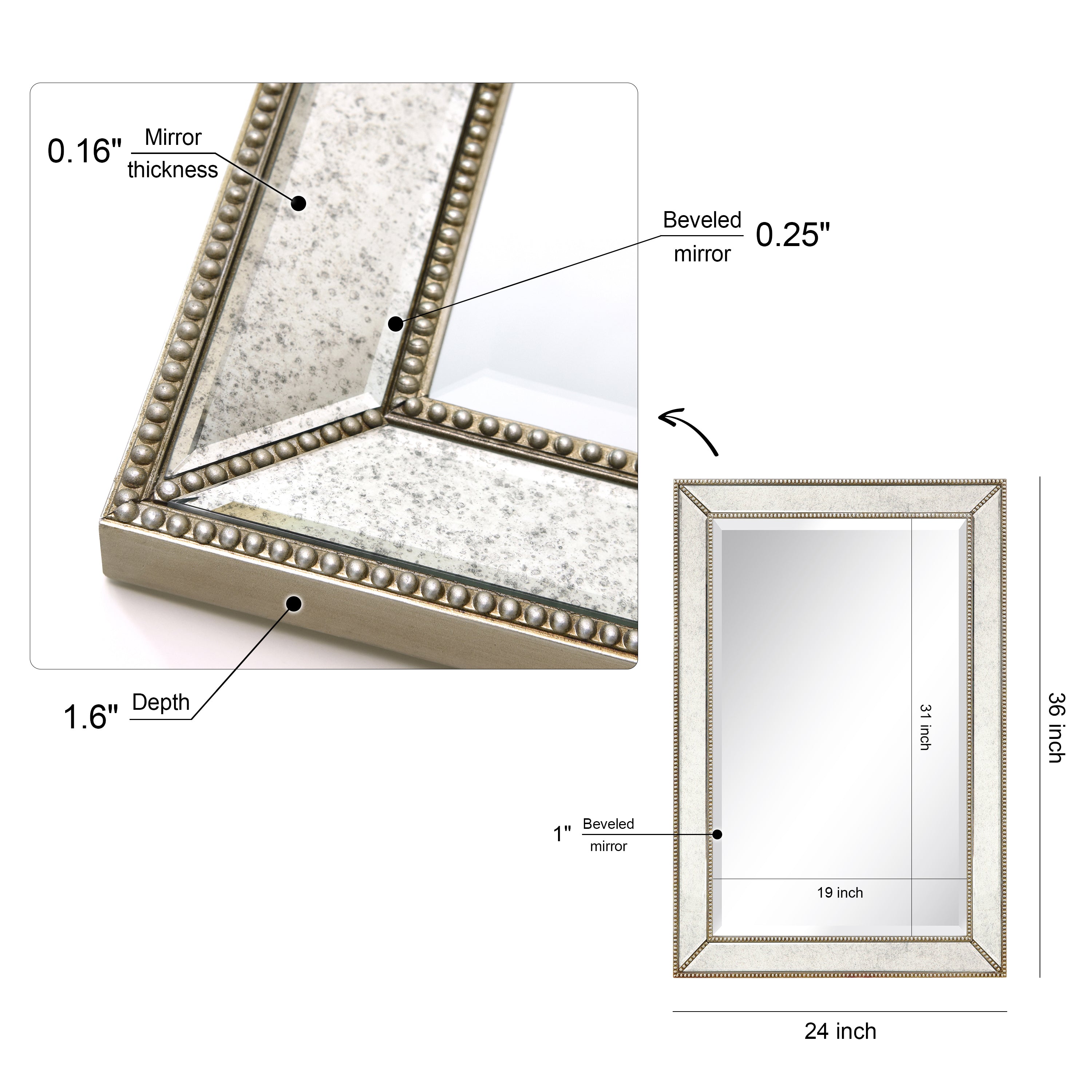 Champagne Bead Beveled Mirror