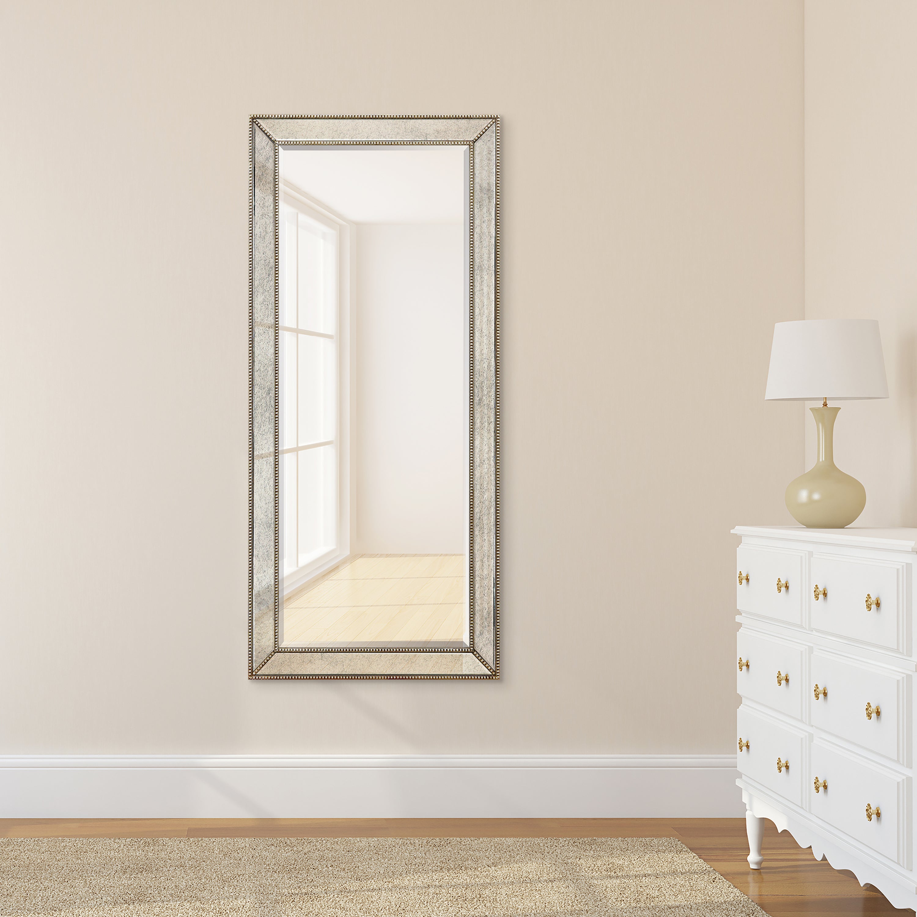 Champagne Bead Beveled Mirror