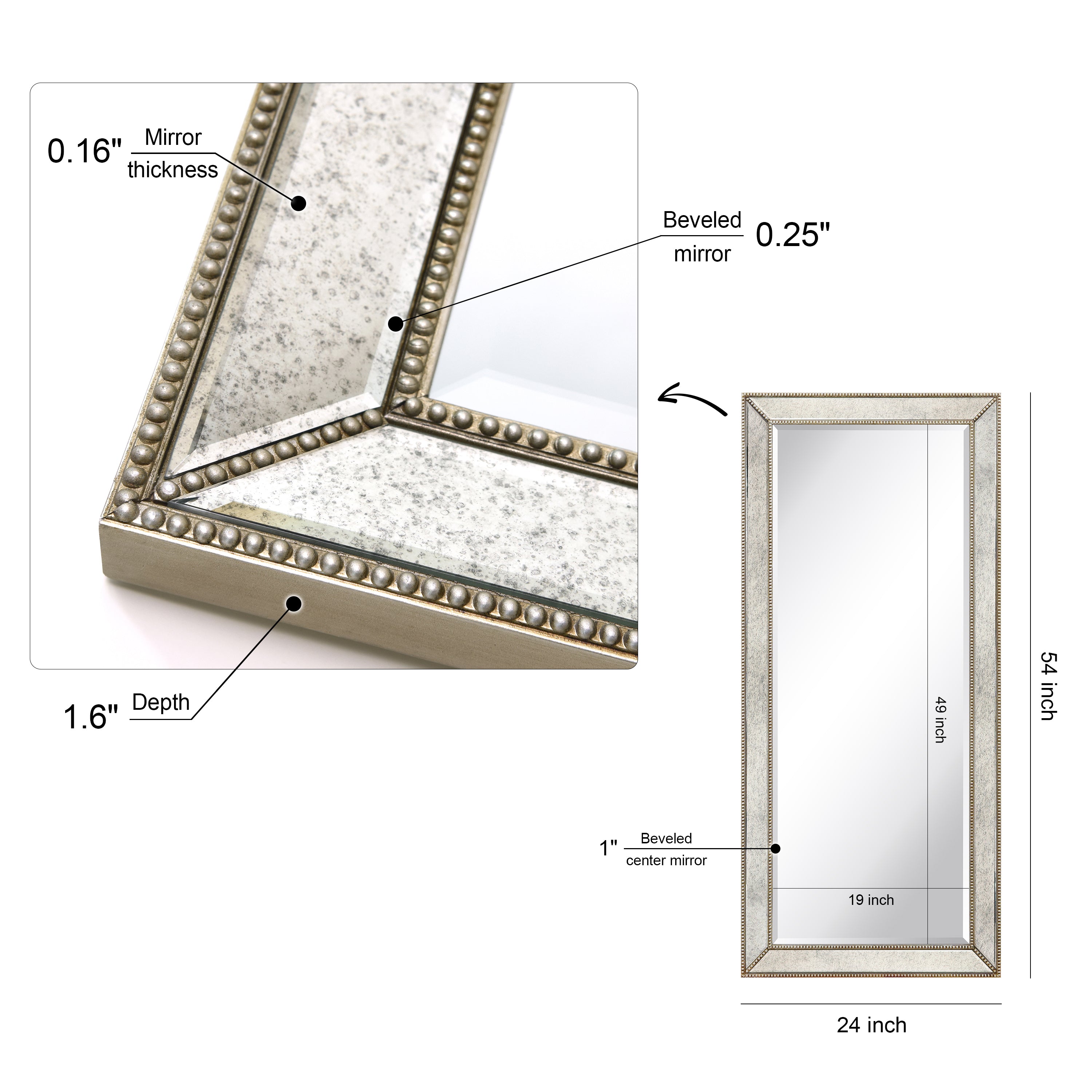 Champagne Bead Beveled Mirror