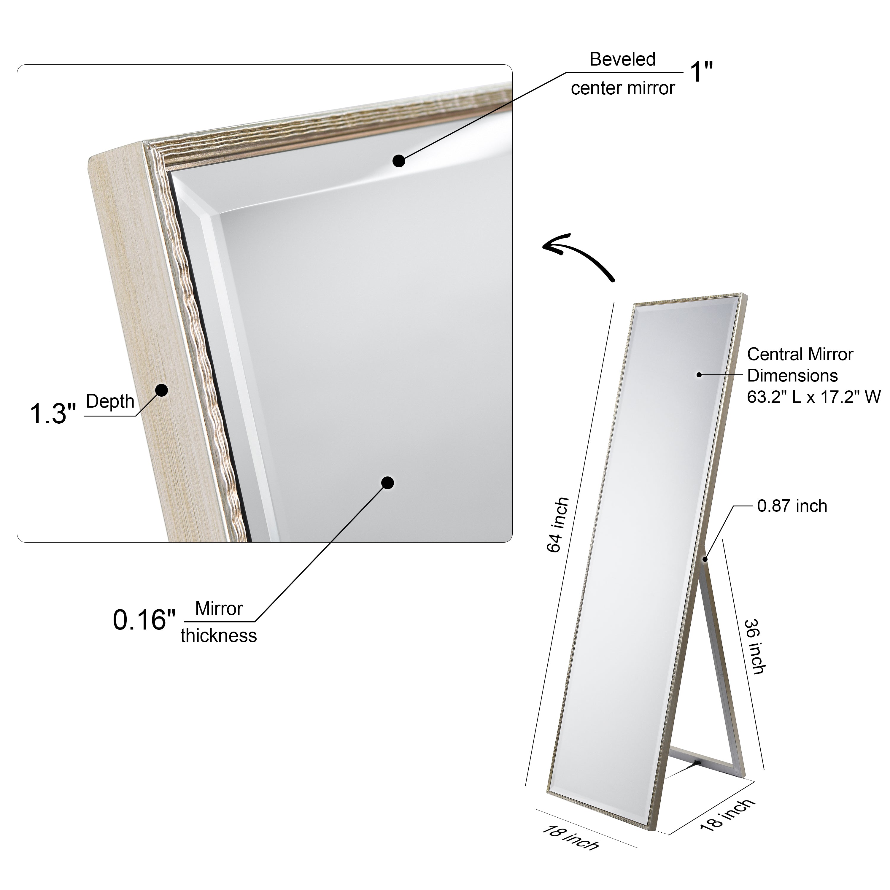 Traverse Moderno Cheval Mirror..