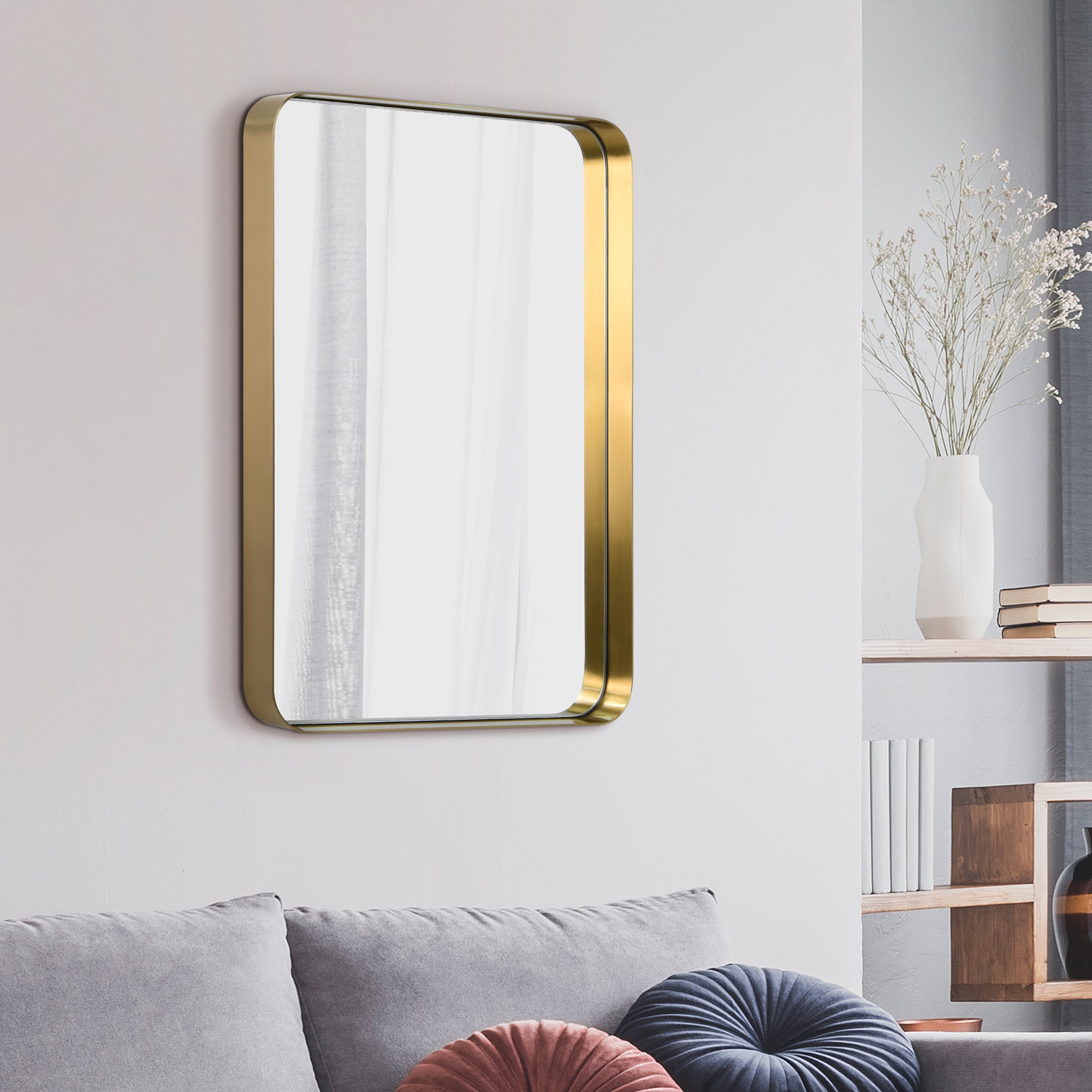 Ultra Brushed Gold Stainless Steel Rectangular Wall Mirror