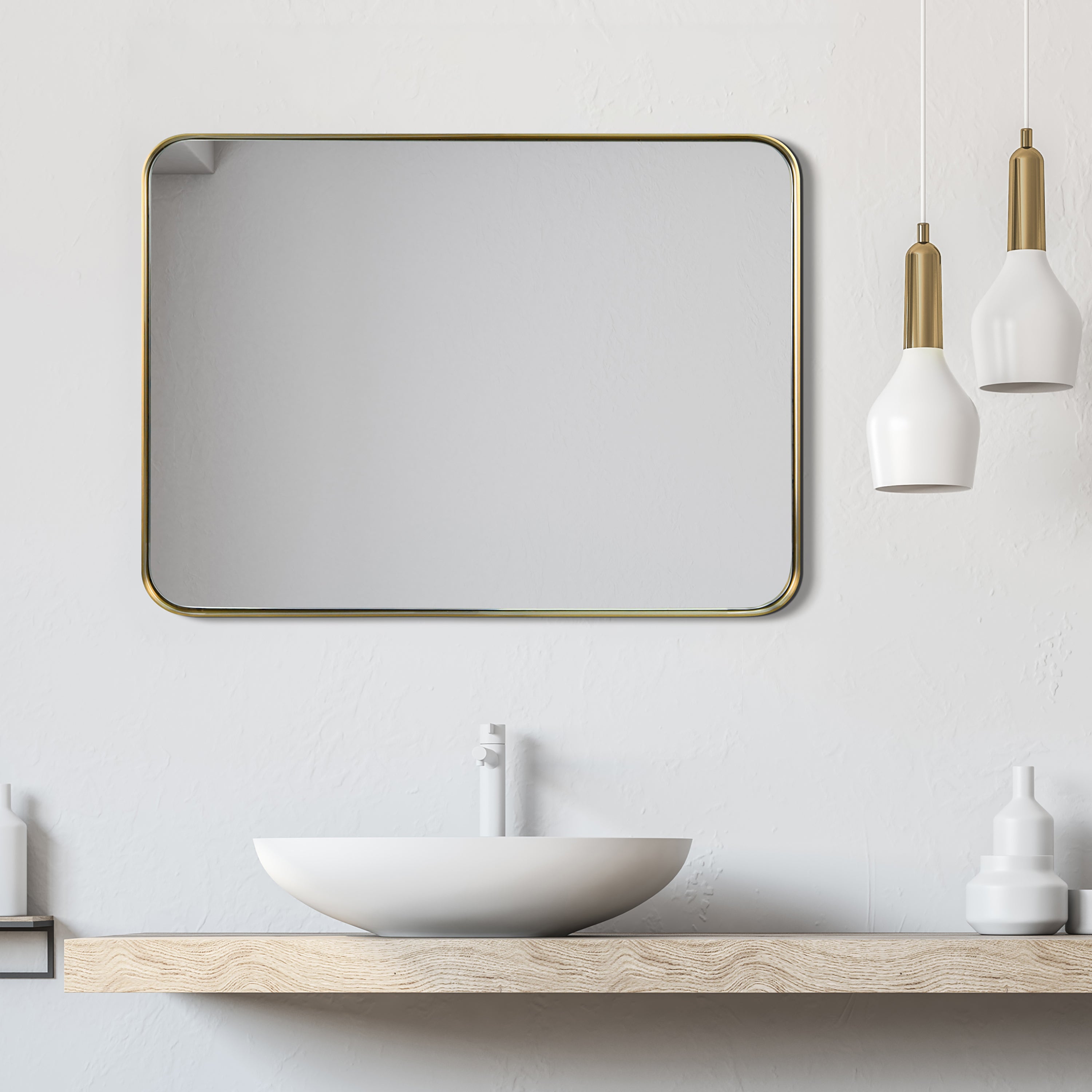 Ultra Brushed Gold Stainless Steel Rectangular Wall Mirror