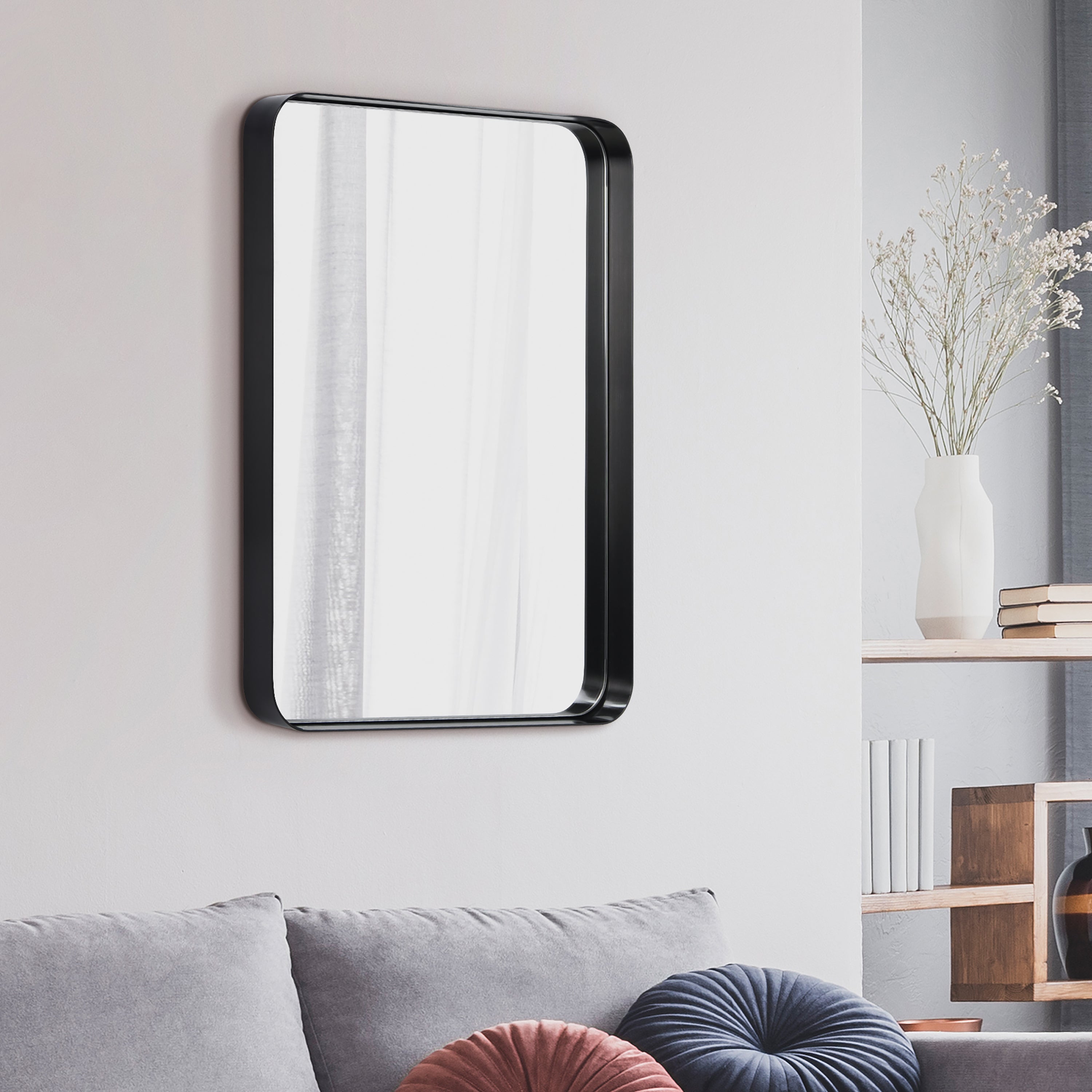 Ultra Brushed Black Stainless Steel Rectangular Wall Mirror