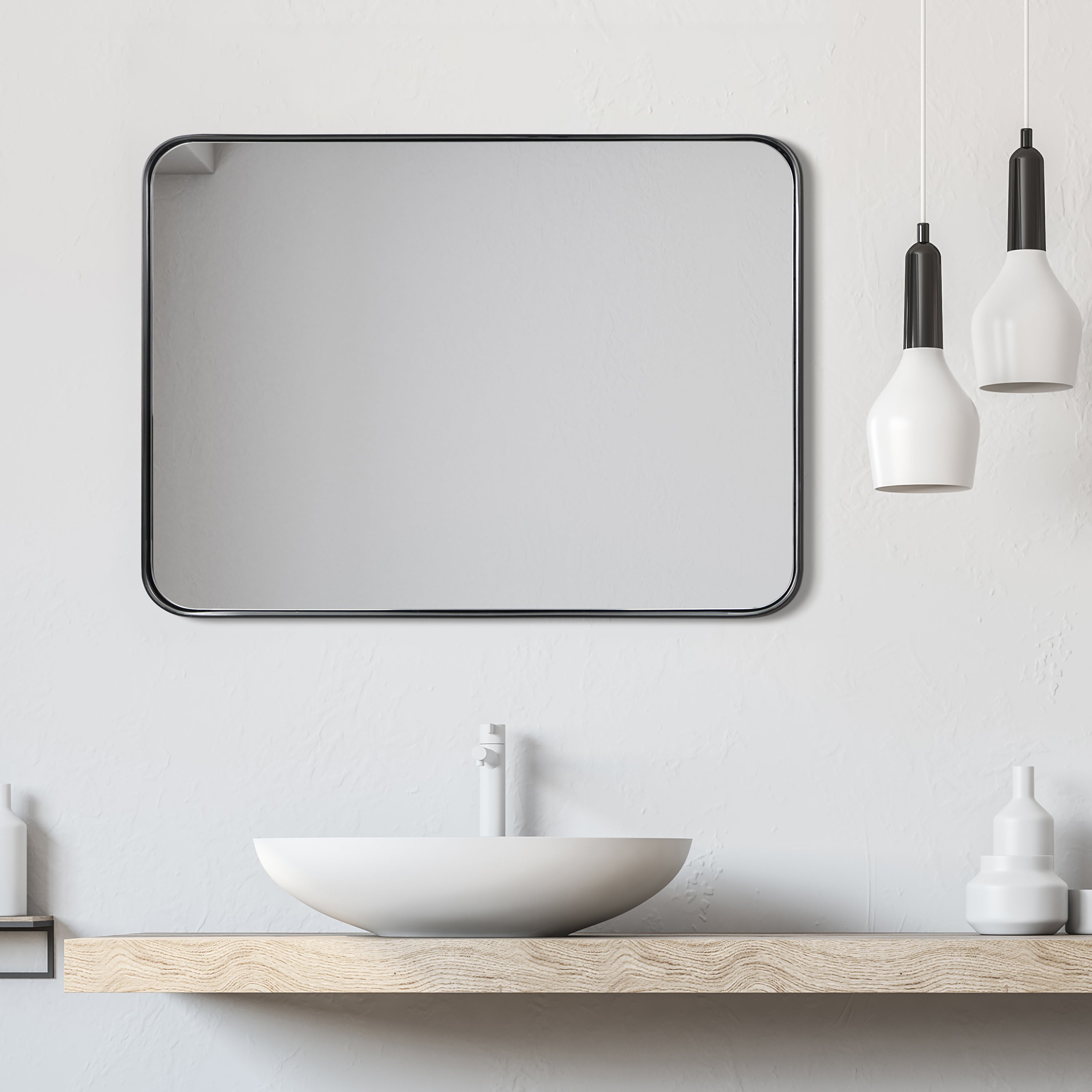 Ultra Brushed Black Stainless Steel Rectangular Wall Mirror