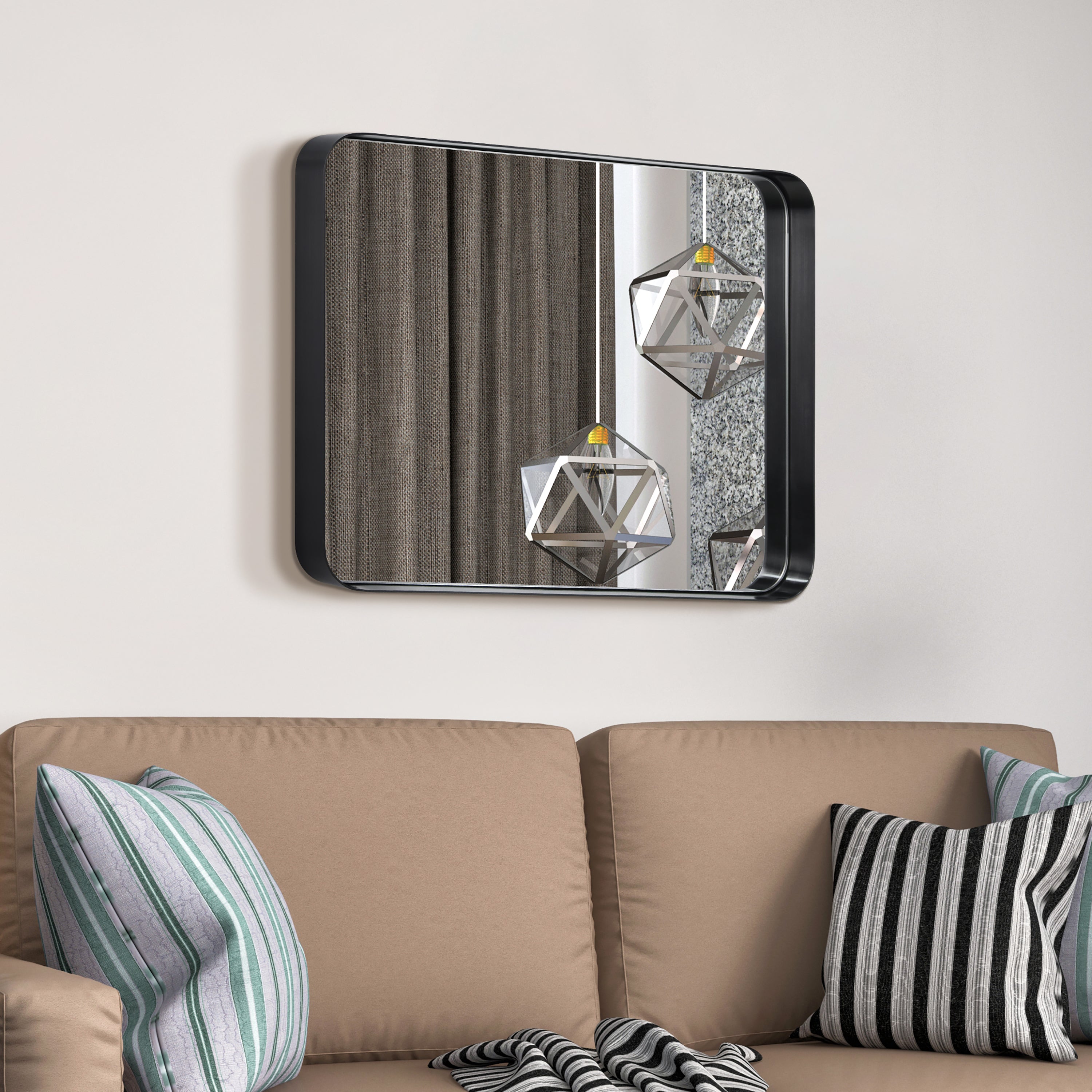 Ultra Brushed Black Stainless Steel Rectangular Wall Mirror