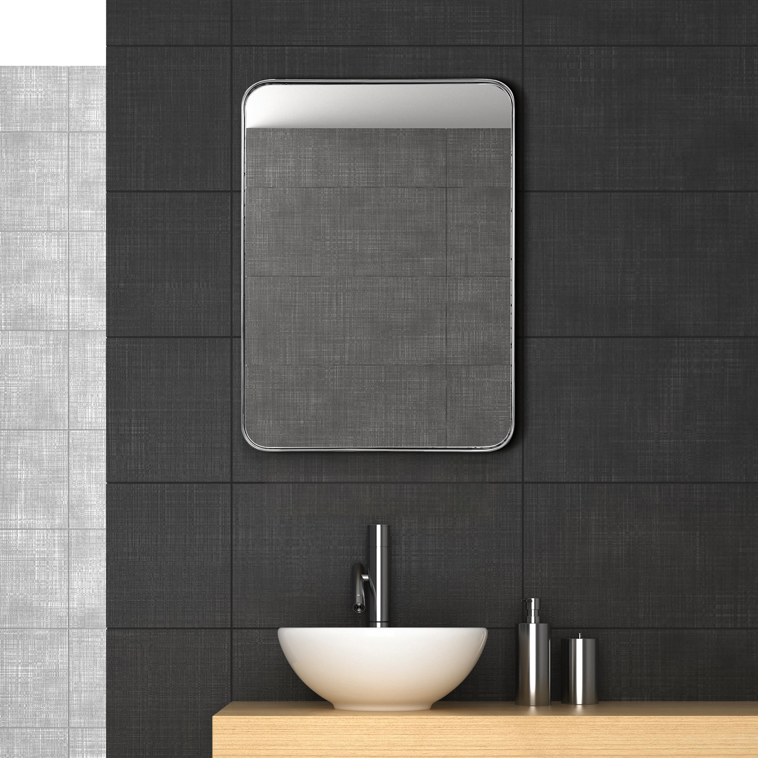 Ultra Polished Silver Stainless Steel Rectangular Wall Mirror