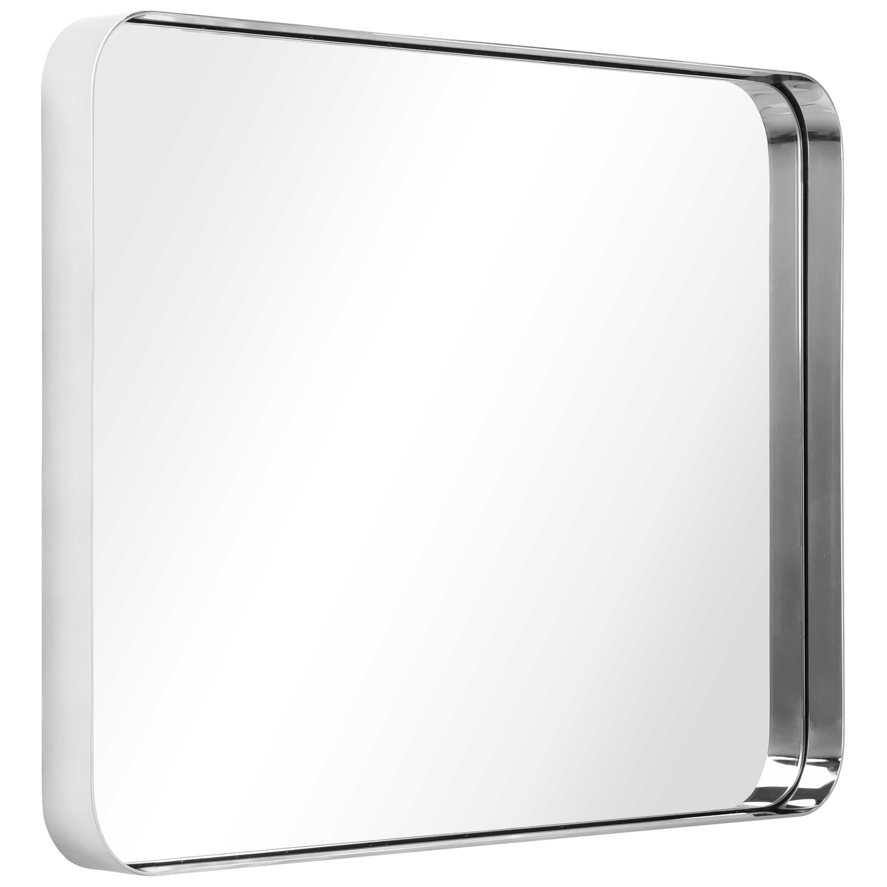 Ultra Polished Silver Stainless Steel Rectangular Wall Mirror