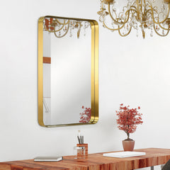 Ultra Brushed Gold Stainless Steel Rectangular Wall Mirror