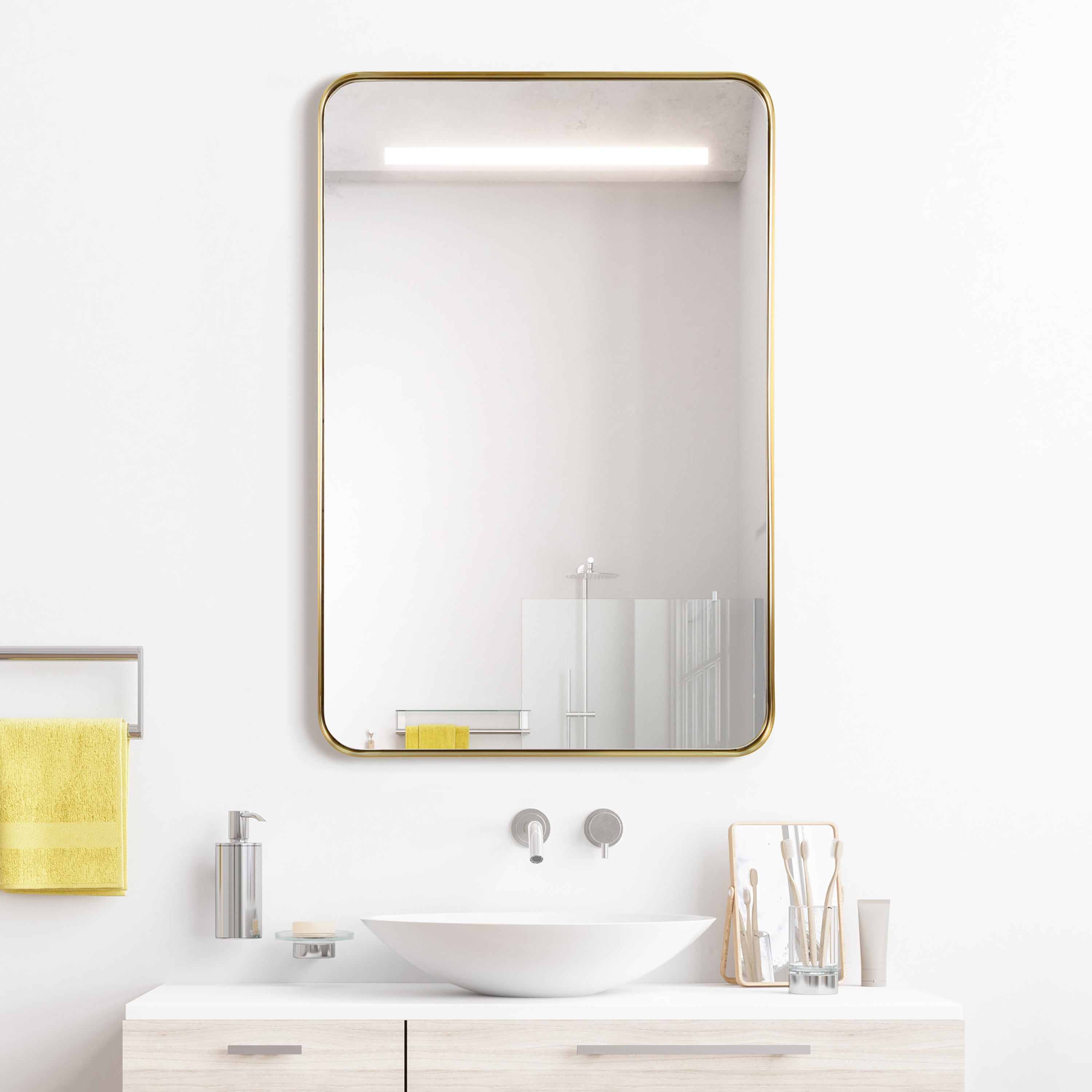 Ultra Brushed Gold Stainless Steel Rectangular Wall Mirror