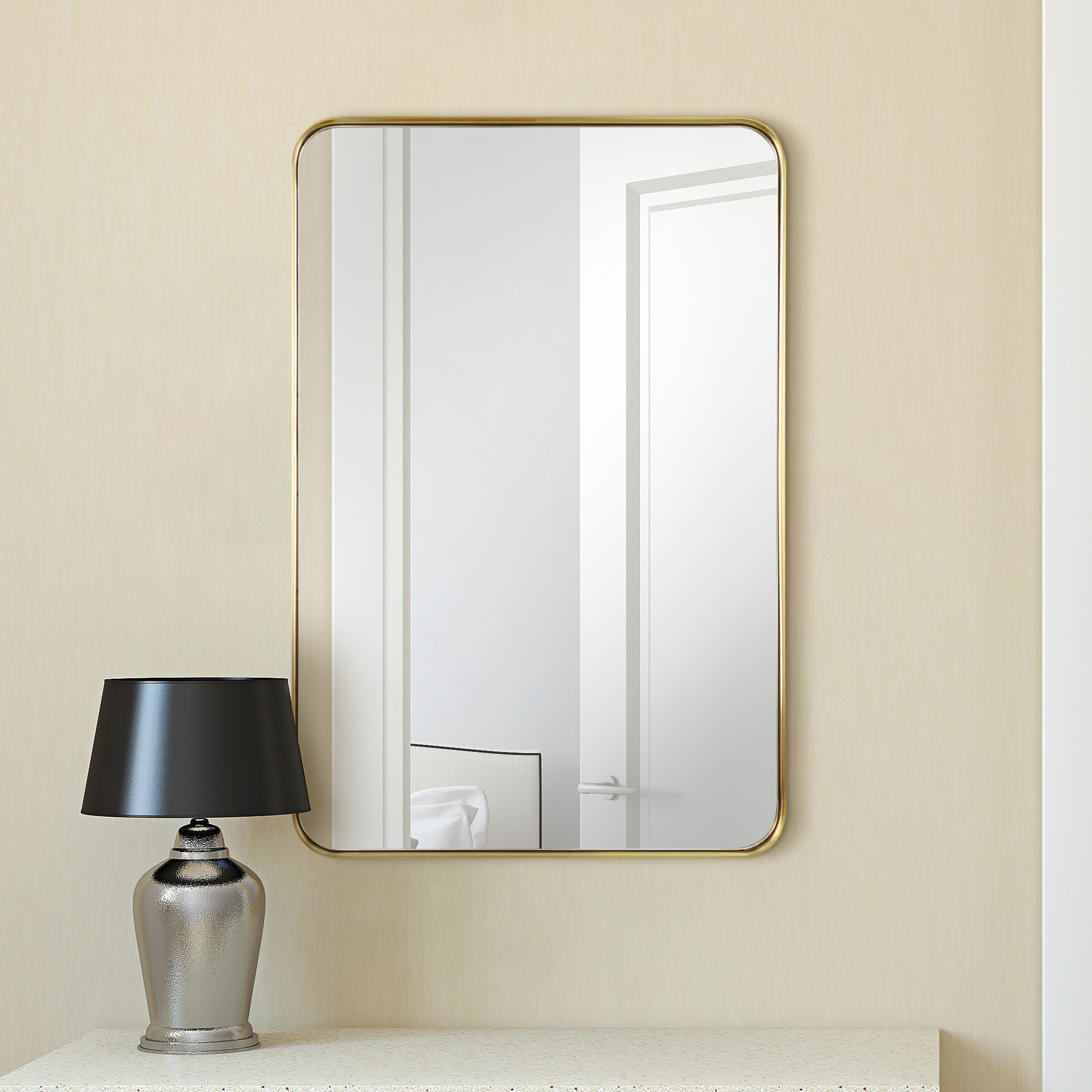 Ultra Brushed Gold Stainless Steel Rectangular Wall Mirror