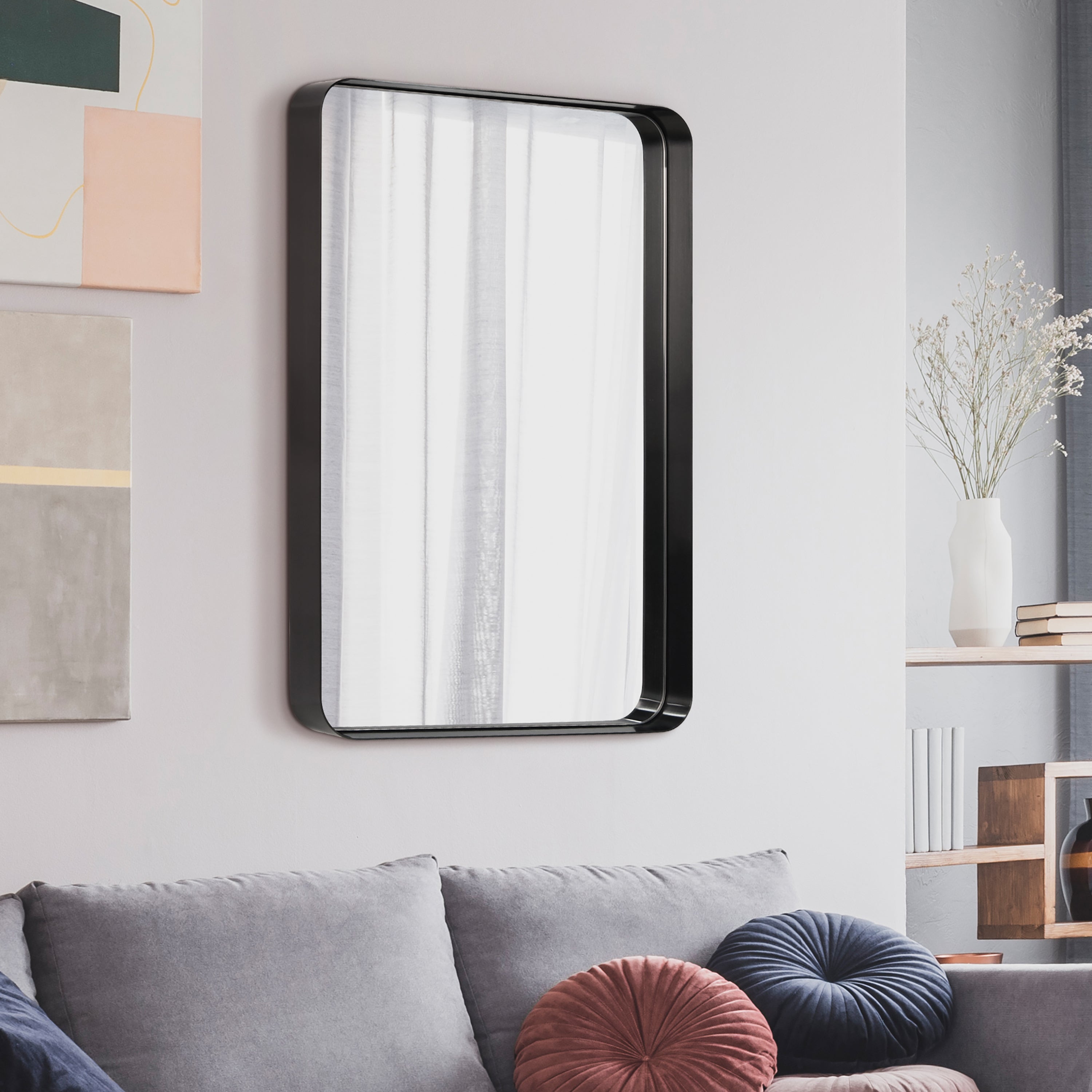 Ultra Brushed Black Stainless Steel Rectangular Wall Mirror