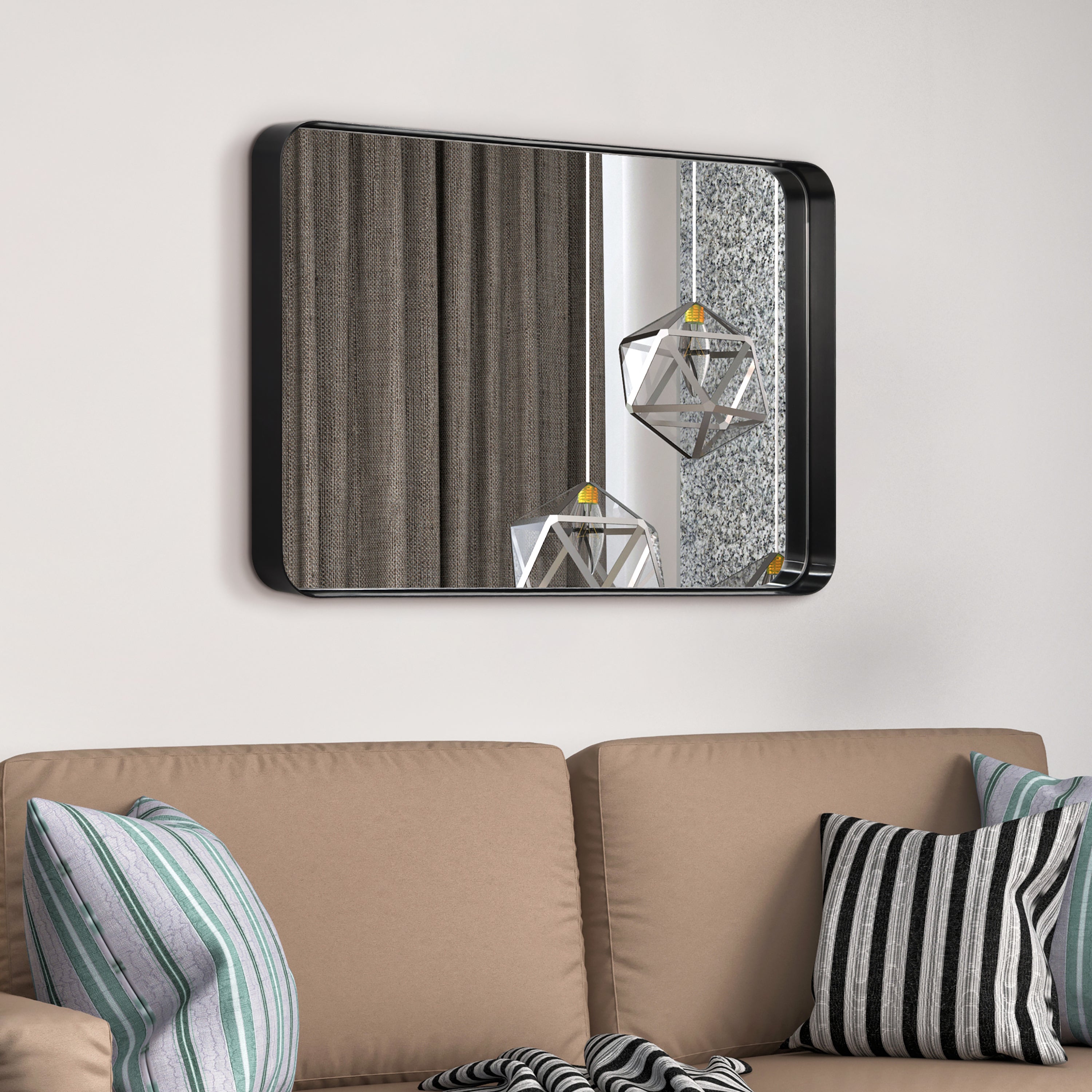 Ultra Brushed Black Stainless Steel Rectangular Wall Mirror