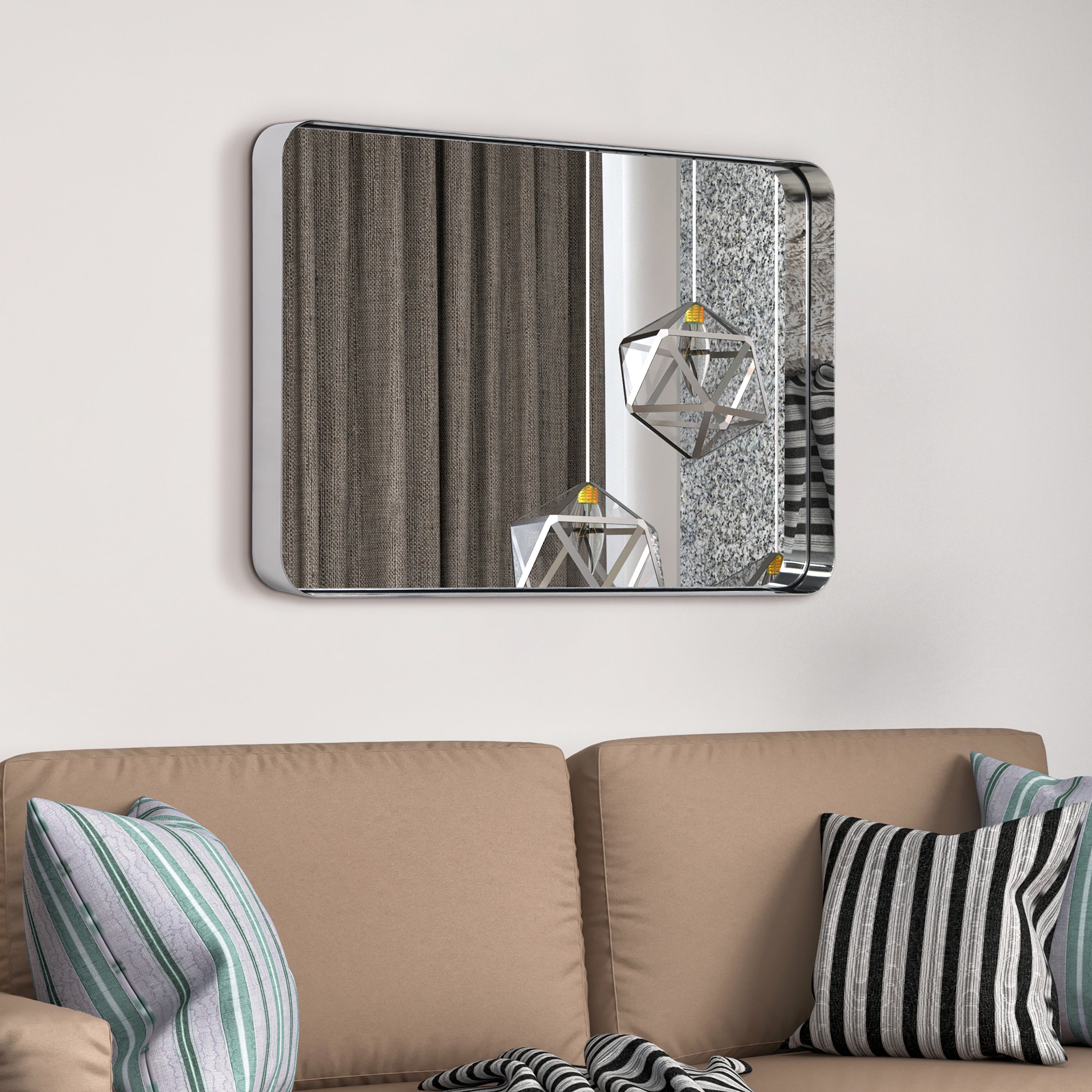 Ultra Polished Silver Stainless Steel Rectangular Wall Mirror