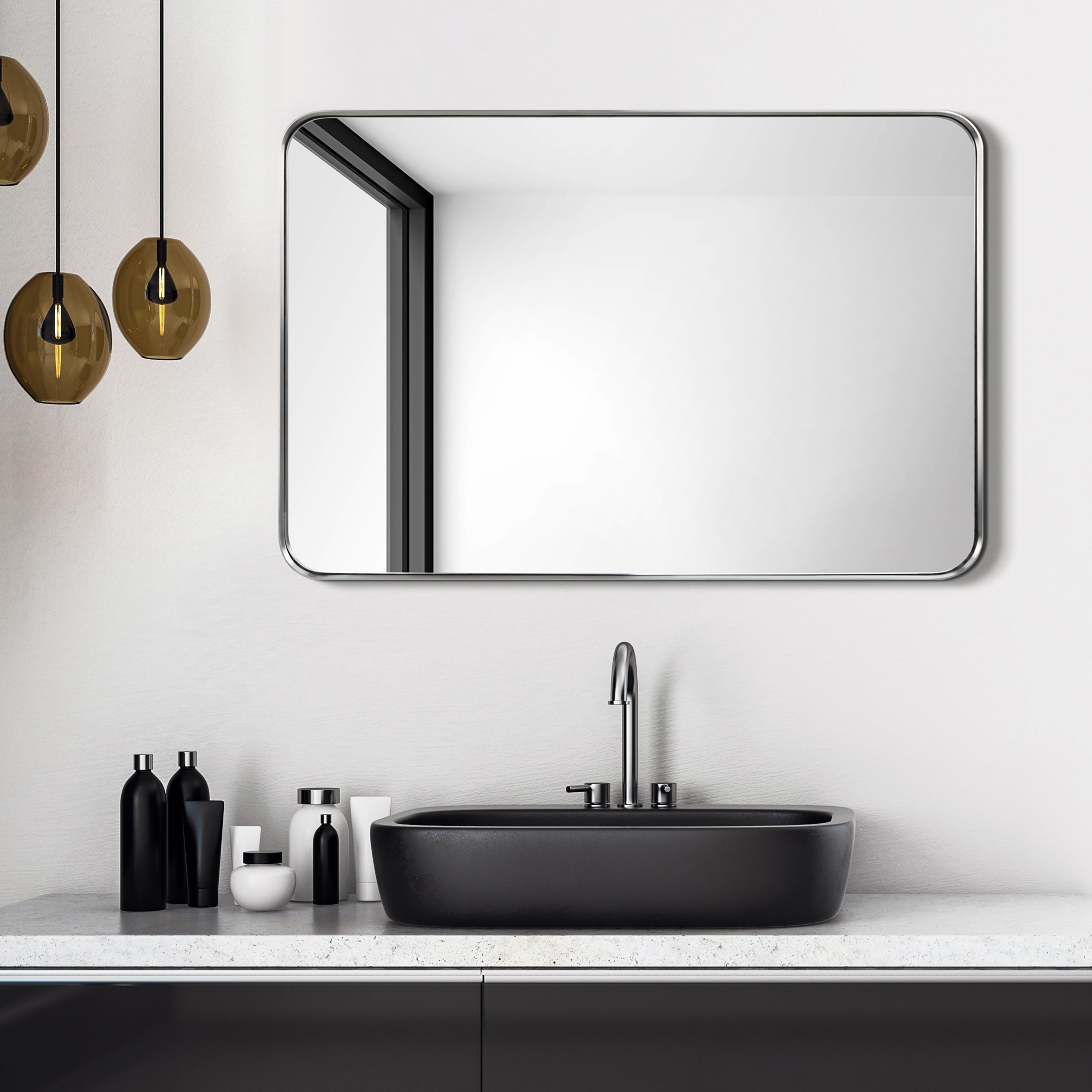 Ultra Brushed Silver Stainless Steel Rectangular Wall Mirror