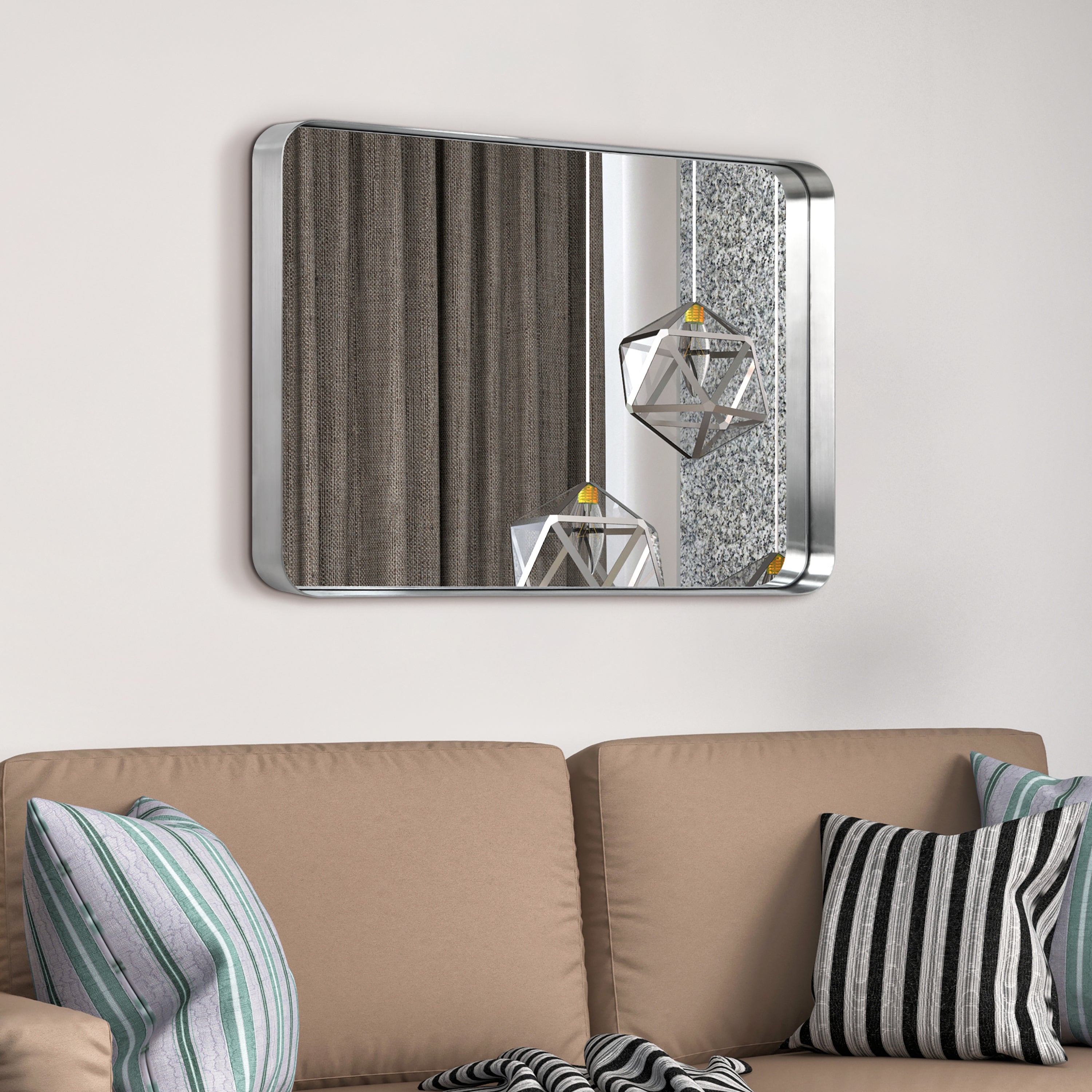 Ultra Brushed Silver Stainless Steel Rectangular Wall Mirror