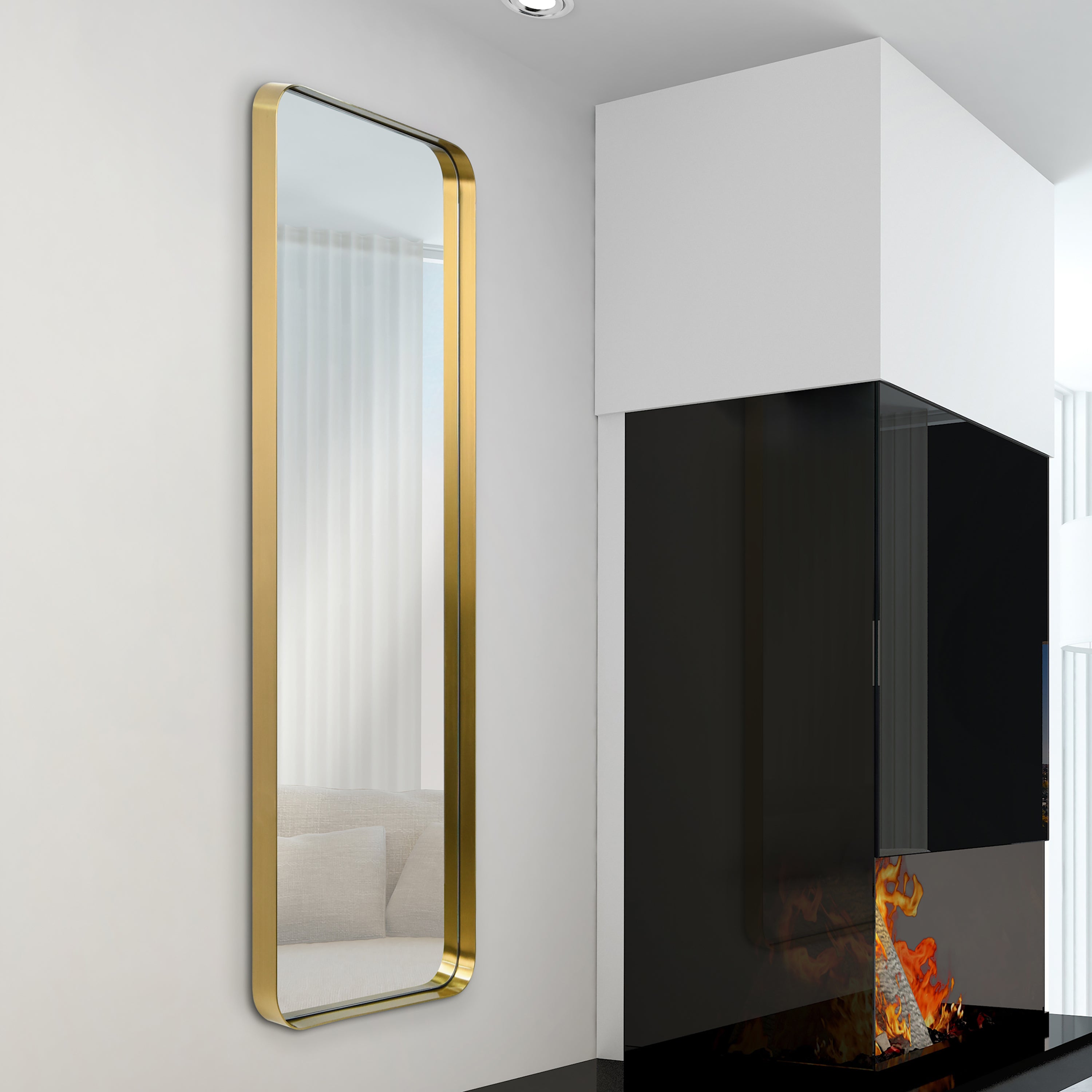 Ultra Brushed Gold Stainless Steel Rectangular Wall Mirror