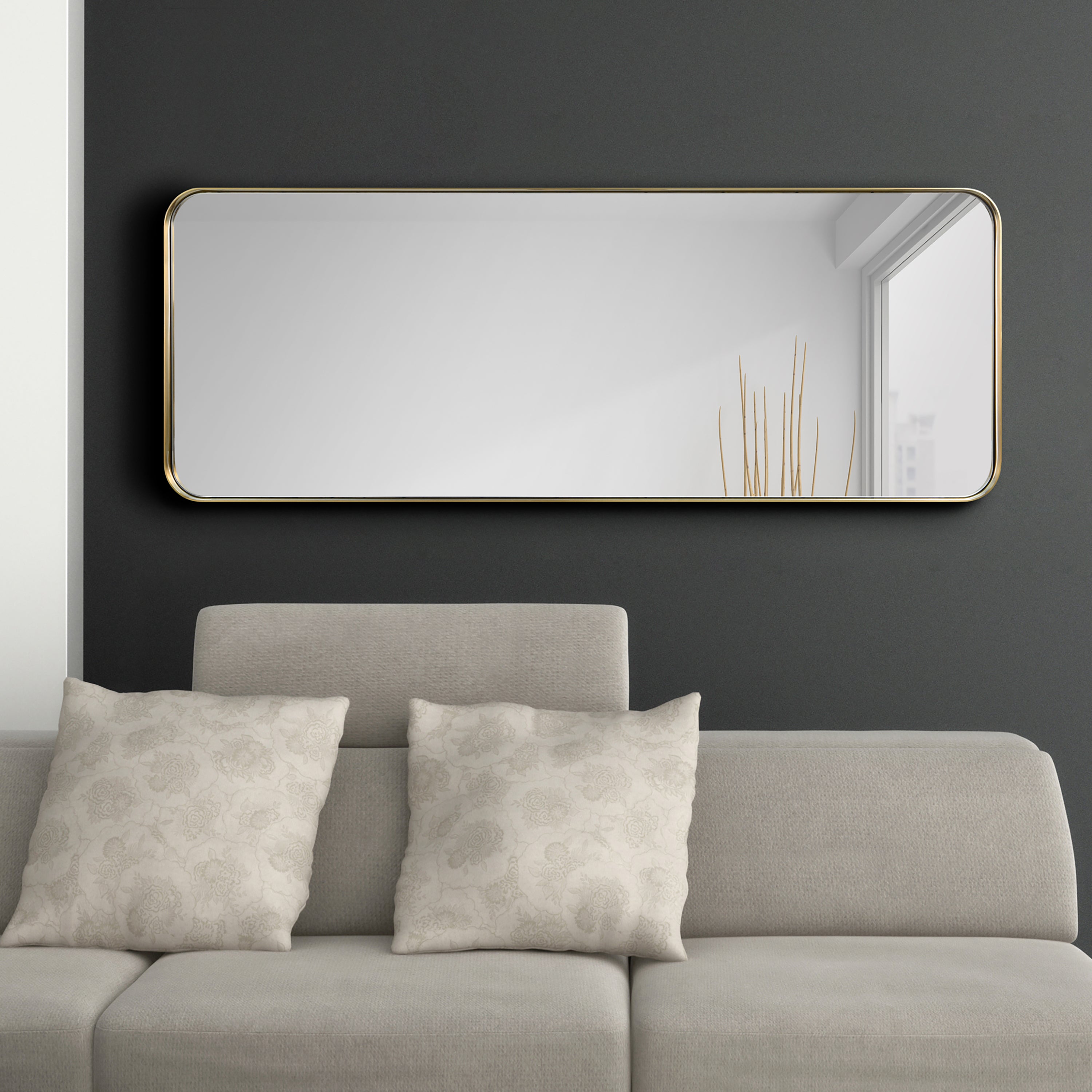 Ultra Brushed Gold Stainless Steel Rectangular Wall Mirror