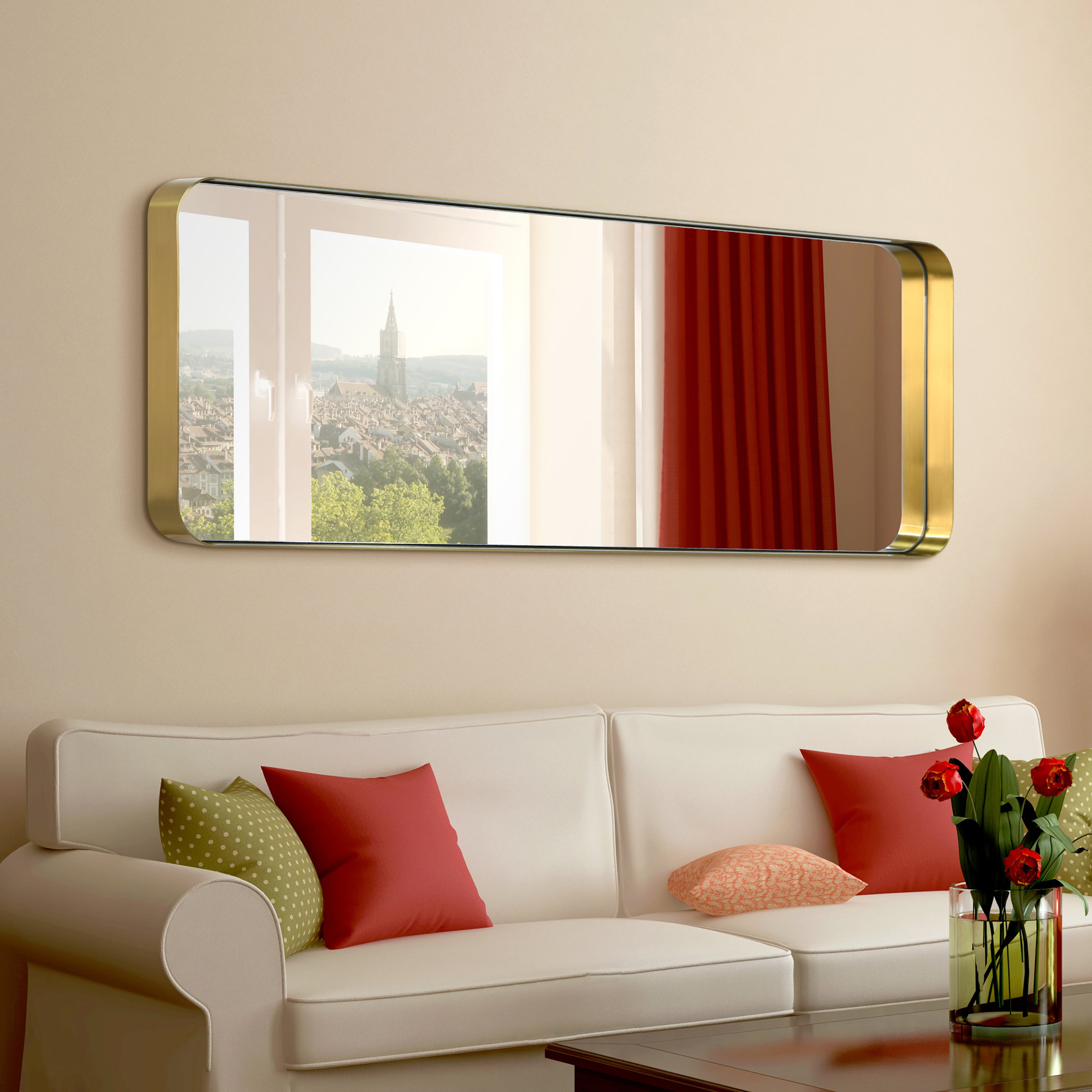 Ultra Brushed Gold Stainless Steel Rectangular Wall Mirror