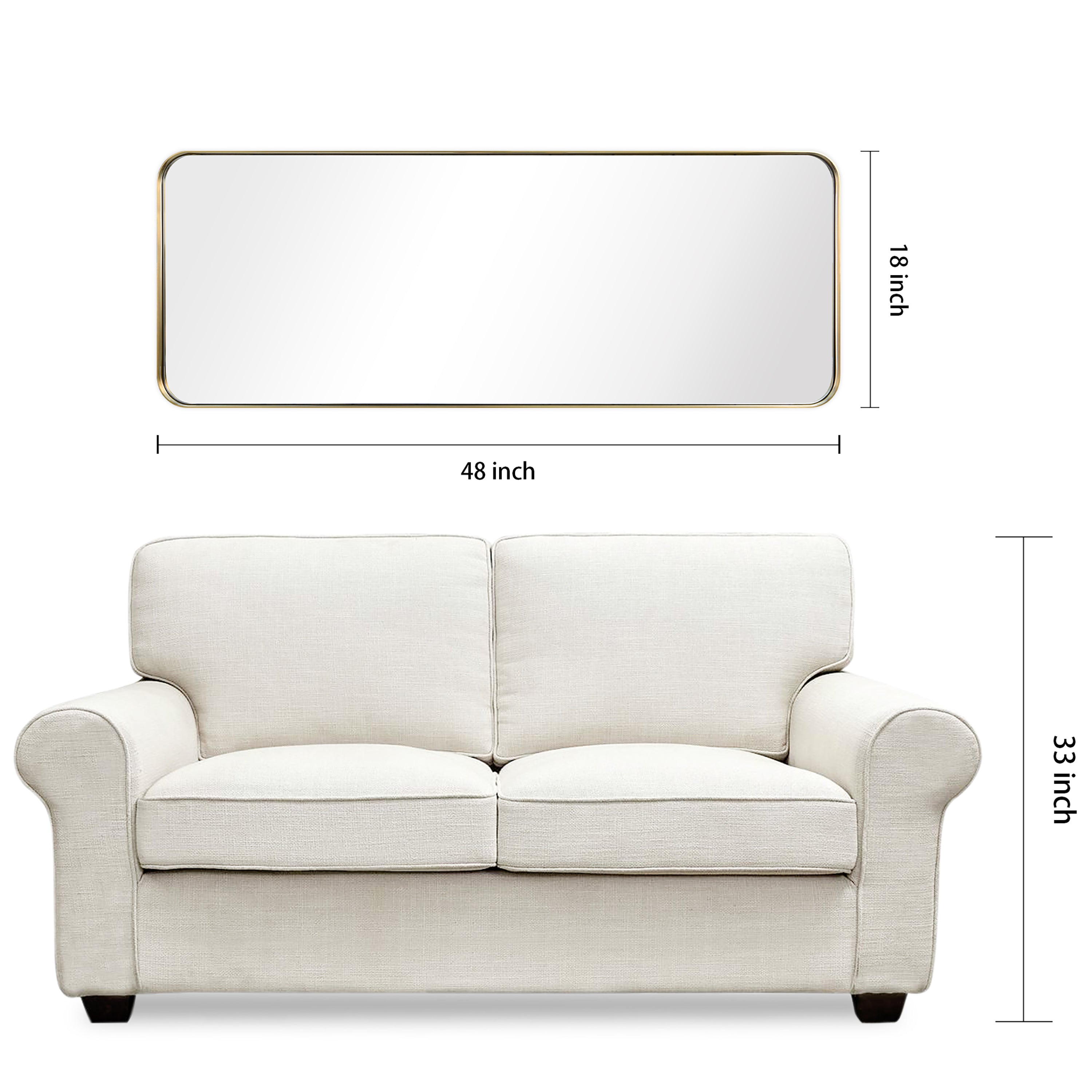 Ultra Brushed Gold Stainless Steel Rectangular Wall Mirror